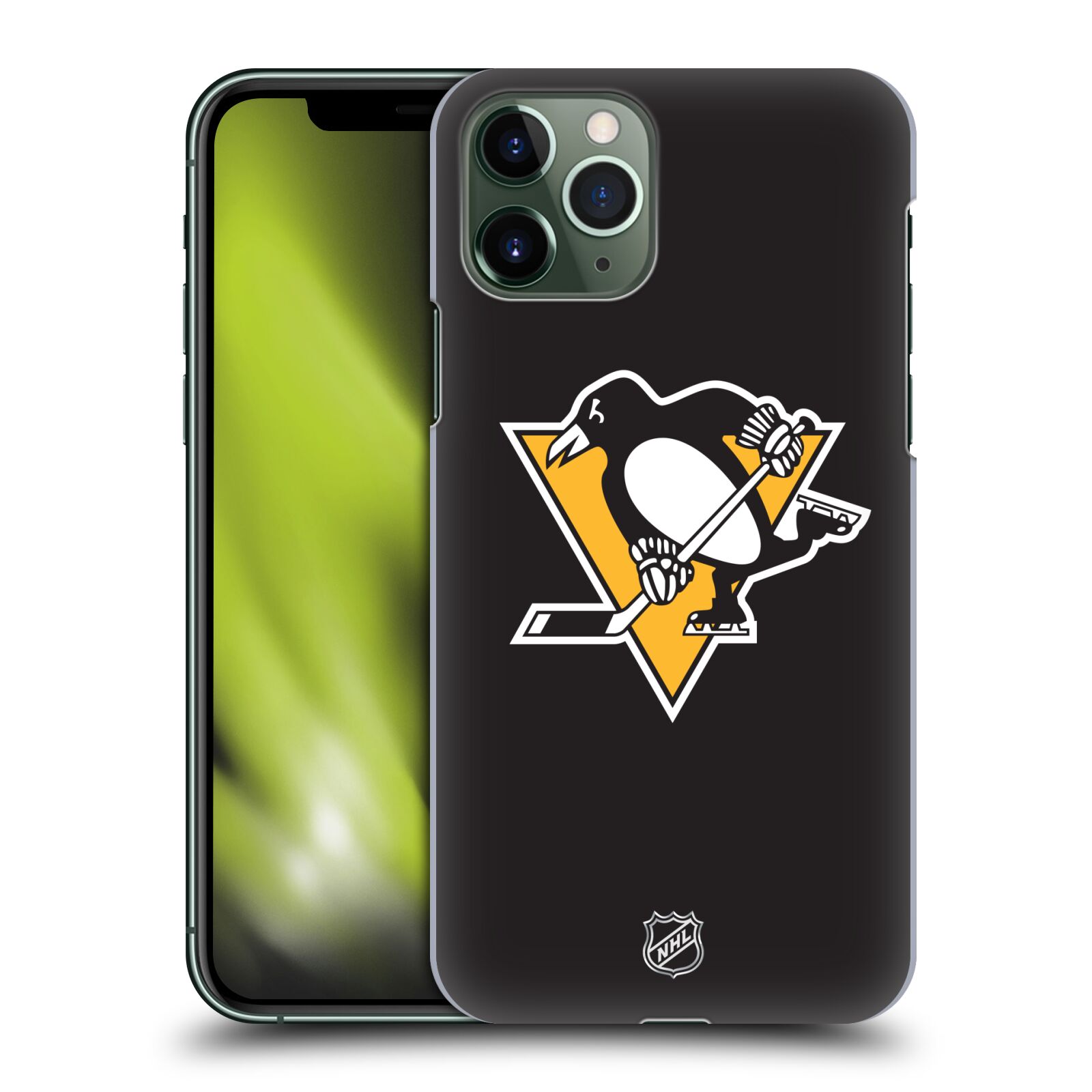 Pouzdro na mobil Apple Iphone 11 PRO - HEAD CASE - Hokej NHL - Pittsburgh Penguins - černé pozadí znak