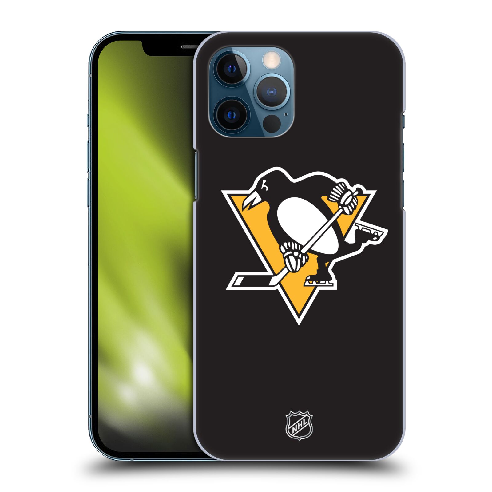 Pouzdro na mobil Apple Iphone 12 PRO MAX - HEAD CASE - Hokej NHL - Pittsburgh Penguins - černé pozadí znak