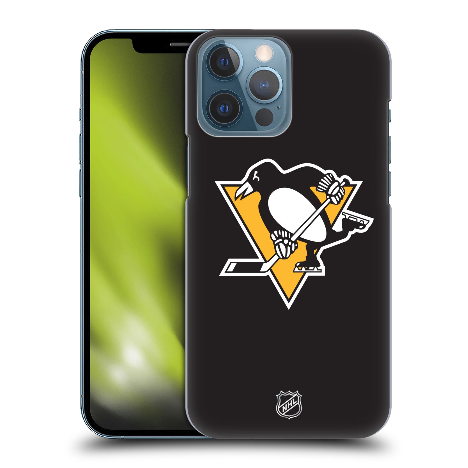 Pouzdro na mobil Apple Iphone 13 PRO MAX - HEAD CASE - Hokej NHL - Pittsburgh Penguins - černé pozadí znak