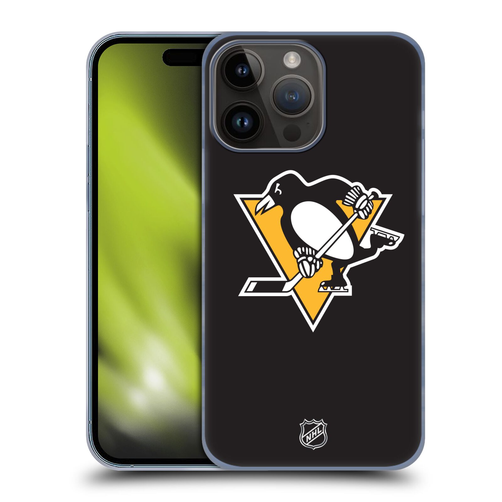 Plastový obal HEAD CASE na mobil Apple Iphone 15 PRO MAX  Hokej NHL - Pittsburgh Penguins - černé pozadí znak