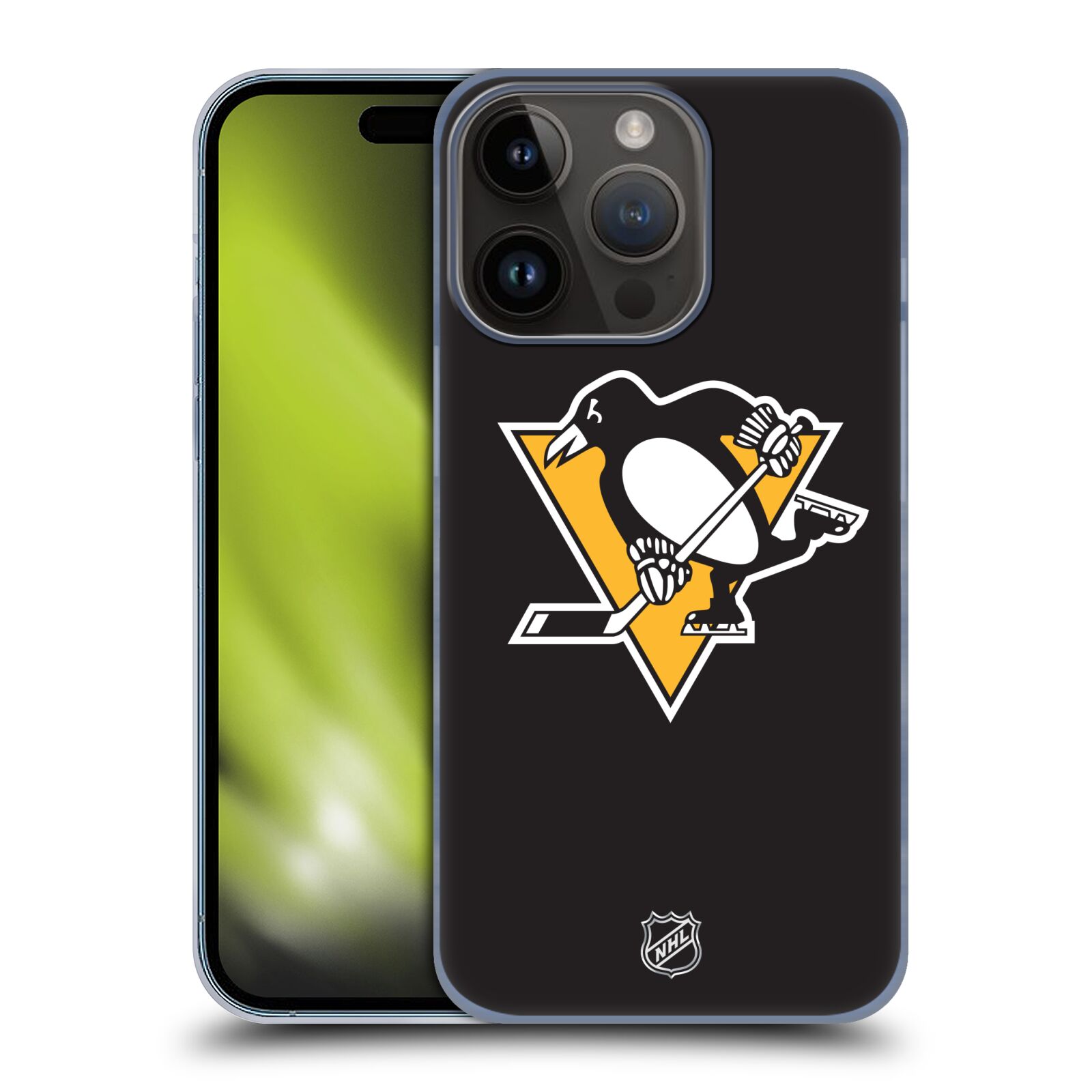 Plastový obal HEAD CASE na mobil Apple Iphone 15 Pro  Hokej NHL - Pittsburgh Penguins - černé pozadí znak