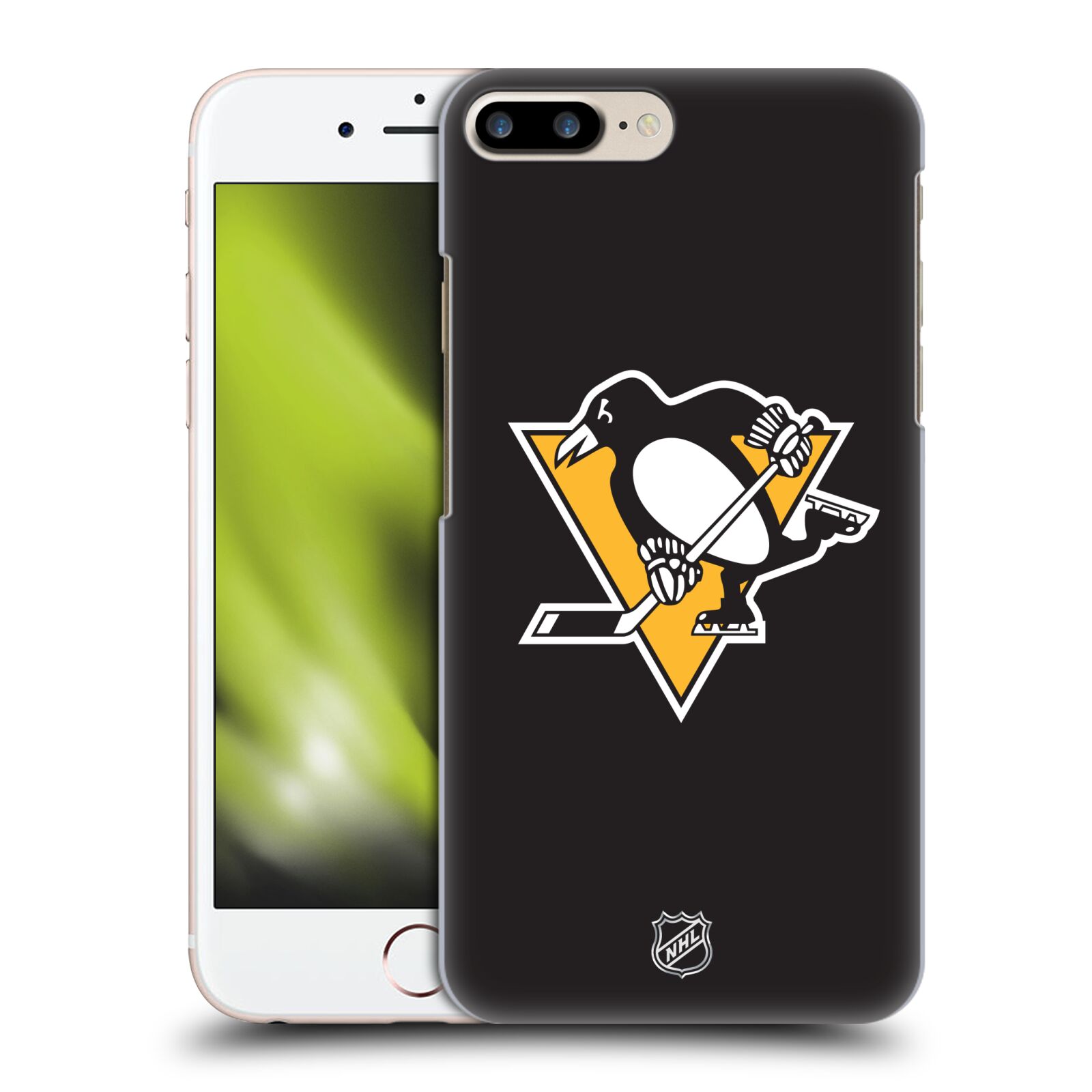 Pouzdro na mobil Apple Iphone 7/8 PLUS - HEAD CASE - Hokej NHL - Pittsburgh Penguins - černé pozadí znak