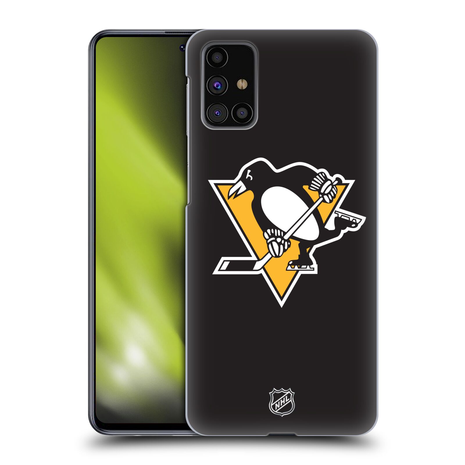 Pouzdro na mobil Samsung Galaxy M31s - HEAD CASE - Hokej NHL - Pittsburgh Penguins - černé pozadí znak