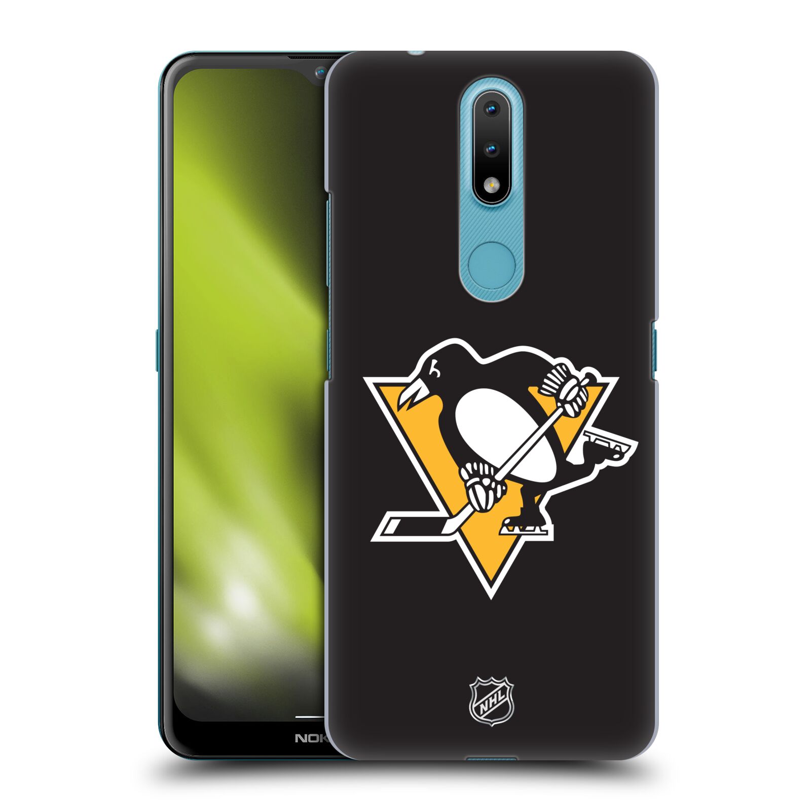 Pouzdro na mobil Nokia 2.4 - HEAD CASE - Hokej NHL - Pittsburgh Penguins - černé pozadí znak