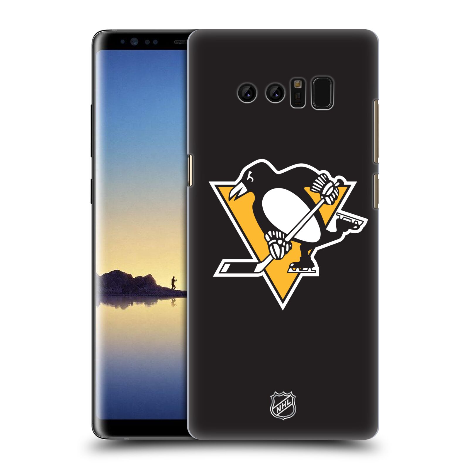 Pouzdro na mobil Samsung Galaxy Note 8 - HEAD CASE - Hokej NHL - Pittsburgh Penguins - černé pozadí znak