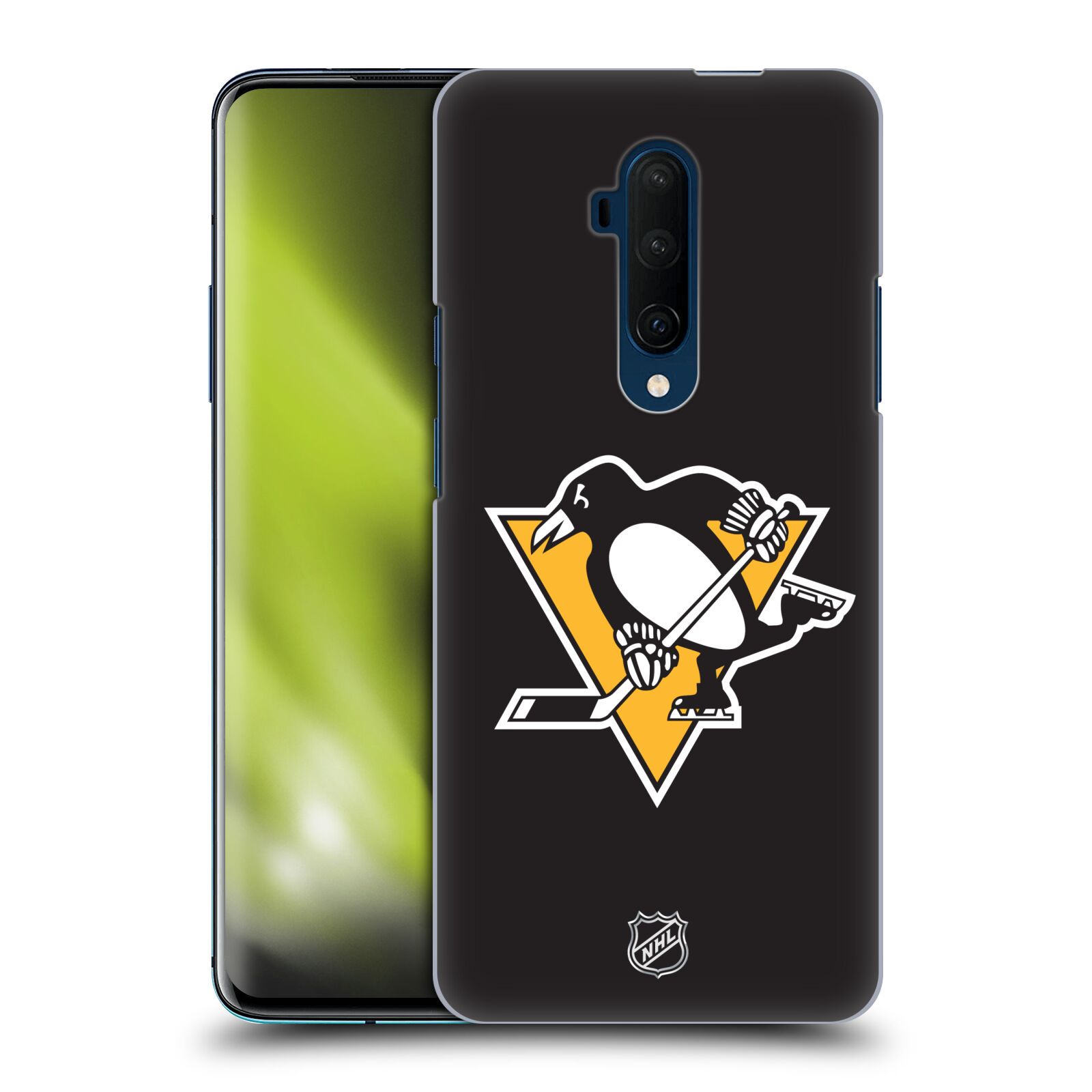 Pouzdro na mobil OnePlus 7T Pro - HEAD CASE - Hokej NHL - Pittsburgh Penguins - černé pozadí znak