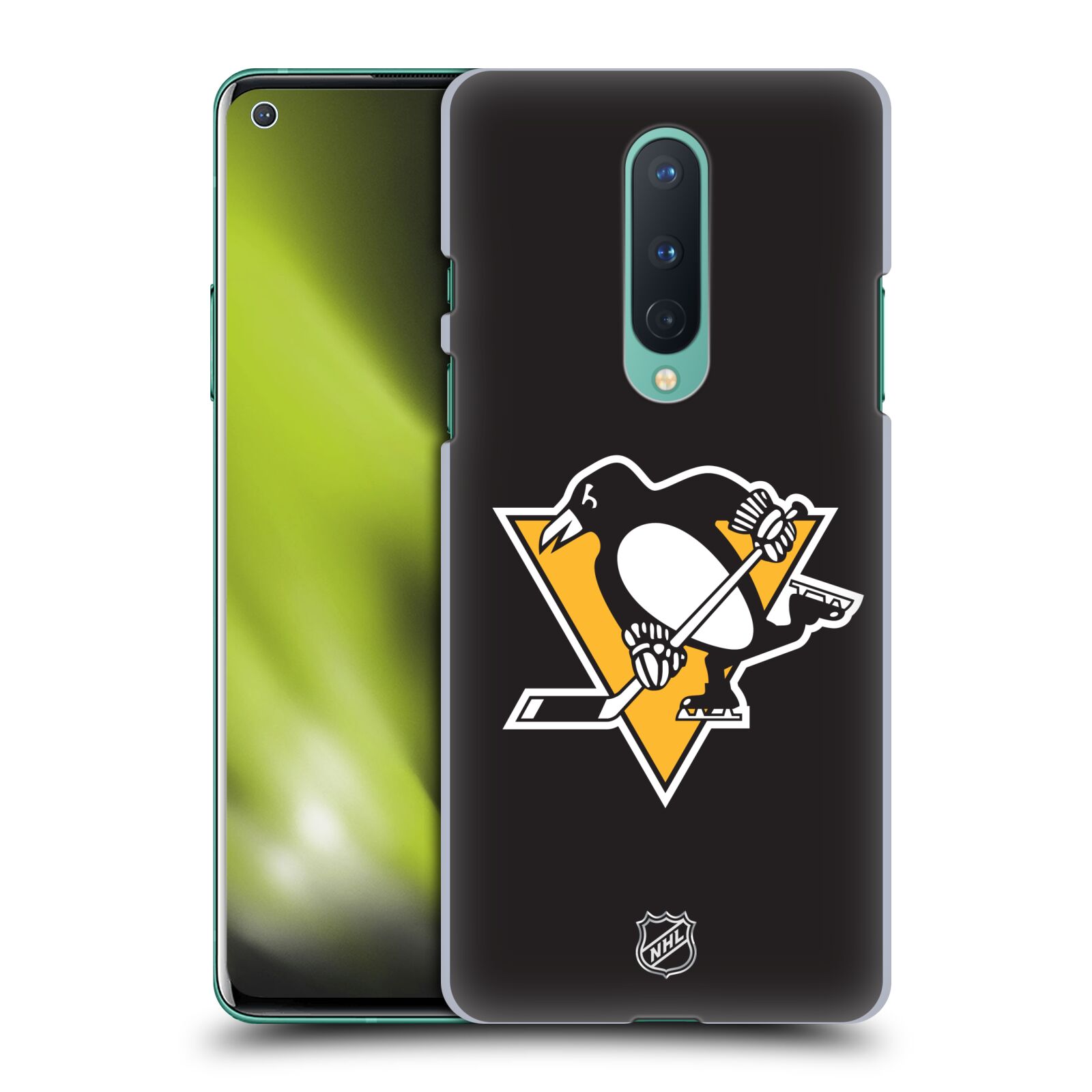 Pouzdro na mobil OnePlus 8 5G - HEAD CASE - Hokej NHL - Pittsburgh Penguins - černé pozadí znak