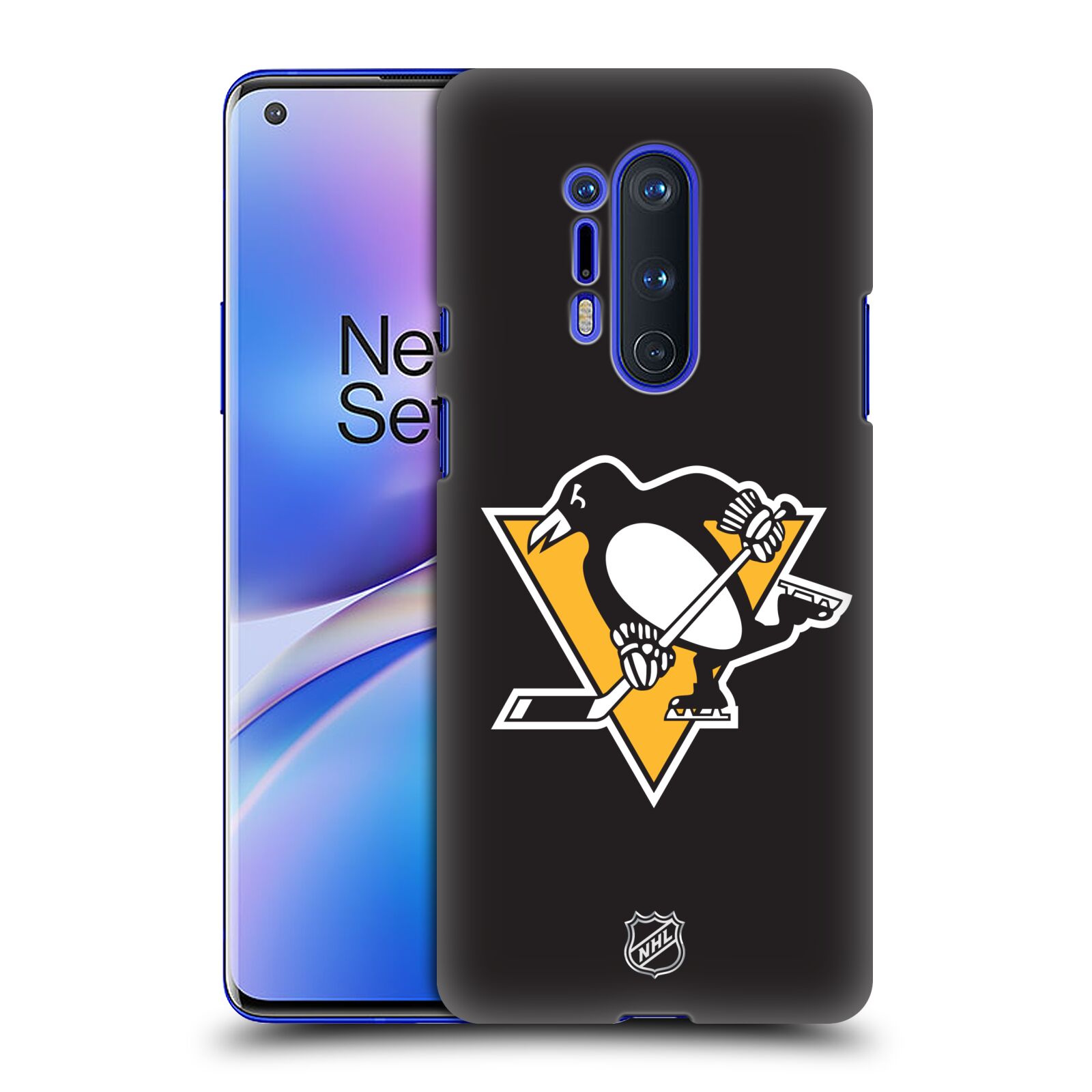 Pouzdro na mobil OnePlus 8 PRO 5G - HEAD CASE - Hokej NHL - Pittsburgh Penguins - černé pozadí znak