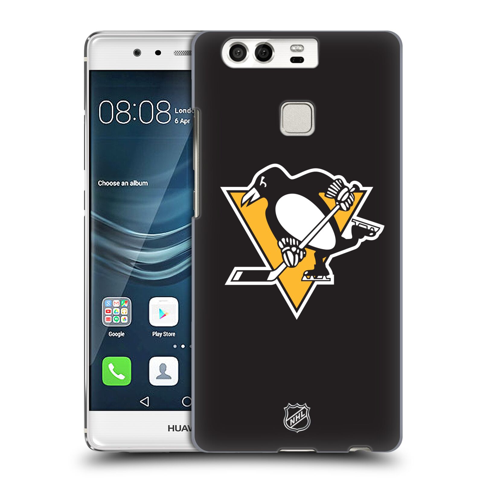 Pouzdro na mobil Huawei P9 / P9 DUAL SIM - HEAD CASE - Hokej NHL - Pittsburgh Penguins - černé pozadí znak