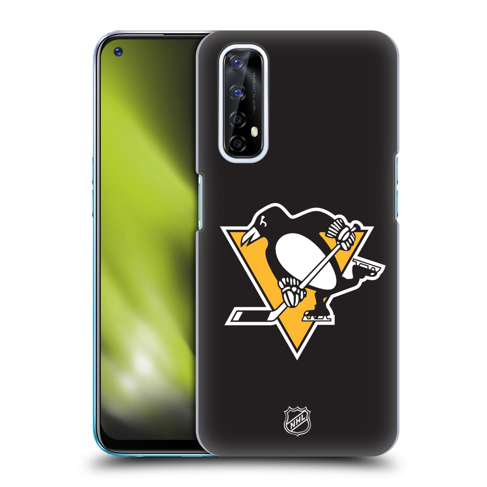 Pouzdro na mobil Realme 7 - HEAD CASE - Hokej NHL - Pittsburgh Penguins - černé pozadí znak