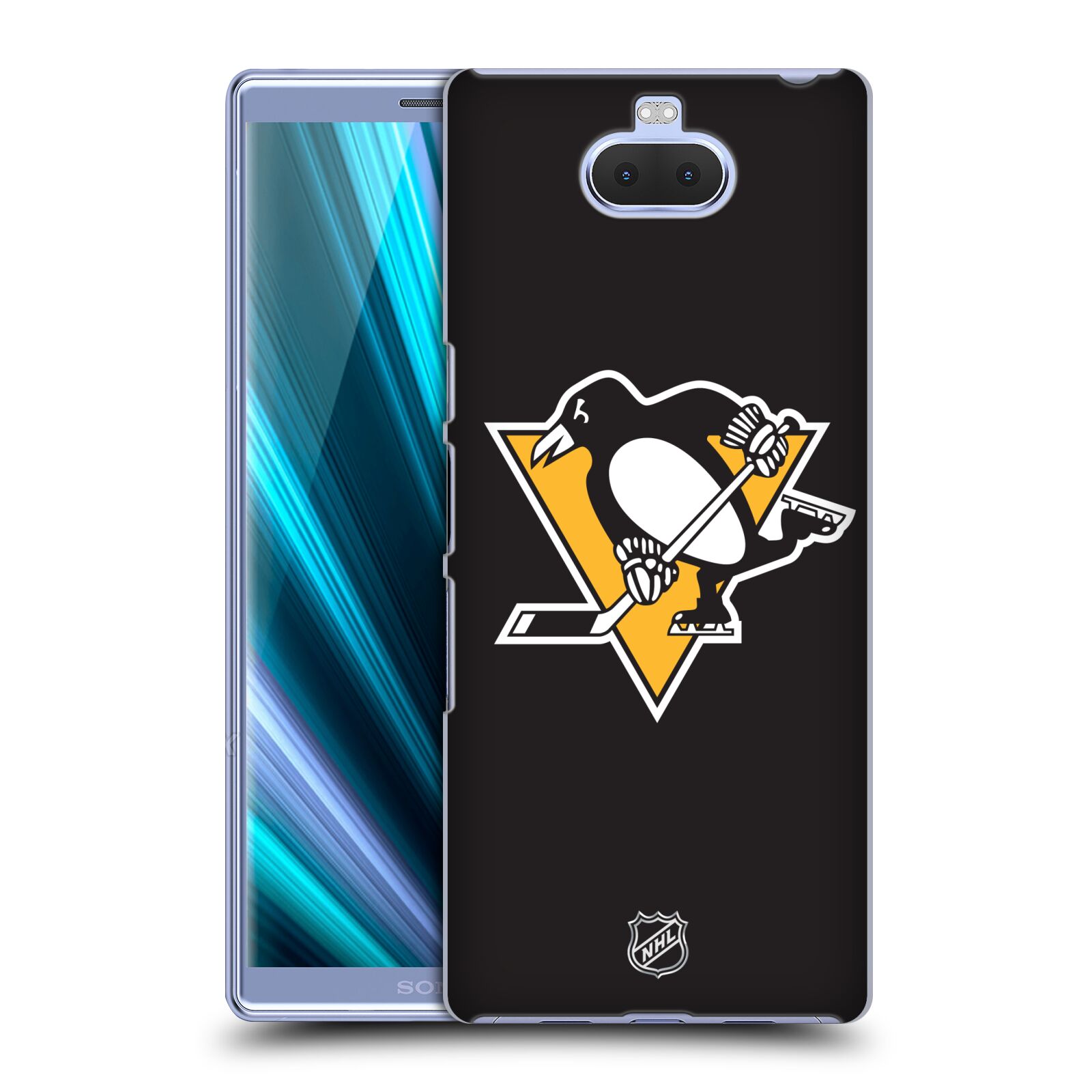 Pouzdro na mobil Sony Xperia 10 - HEAD CASE - Hokej NHL - Pittsburgh Penguins - černé pozadí znak