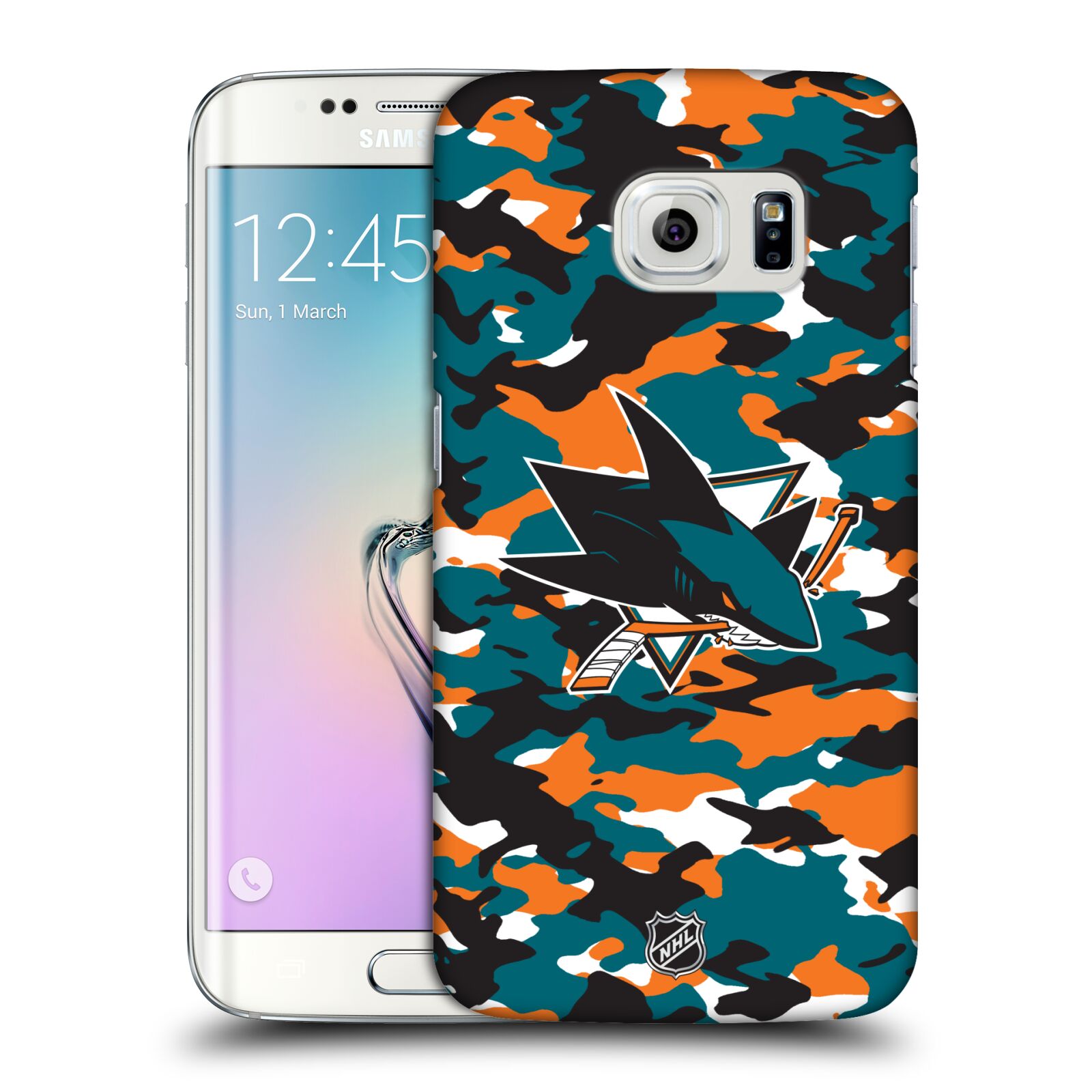 Pouzdro na mobil Samsung Galaxy S6 EDGE - HEAD CASE - Hokej NHL - San Jose Sharks - Kamufláž znak