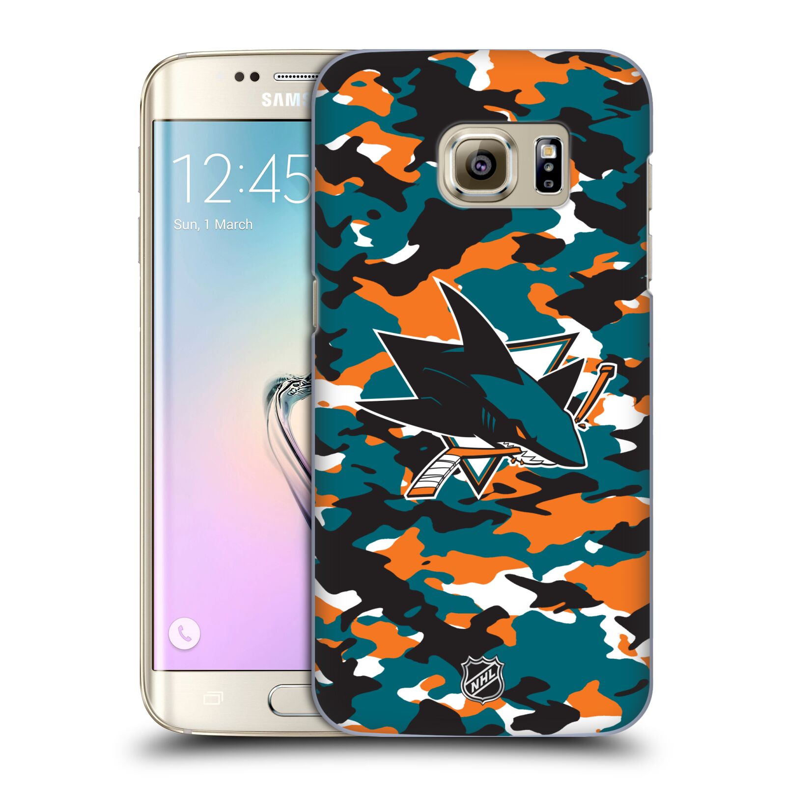 Pouzdro na mobil Samsung Galaxy S7 EDGE - HEAD CASE - Hokej NHL - San Jose Sharks - Kamufláž znak