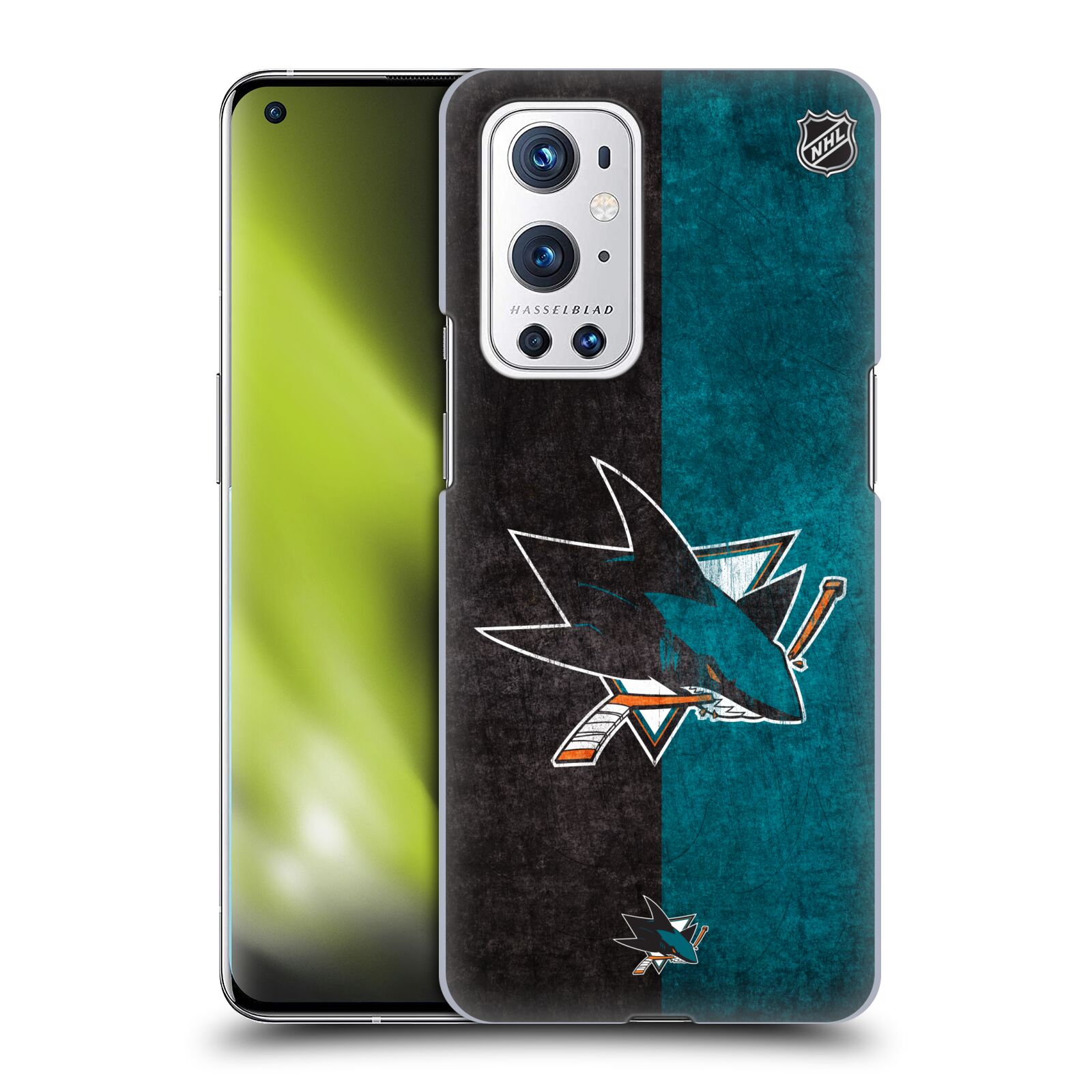Pouzdro na mobil OnePlus 9 PRO - HEAD CASE - Hokej NHL - San Jose Sharks - Znak dva pruhy