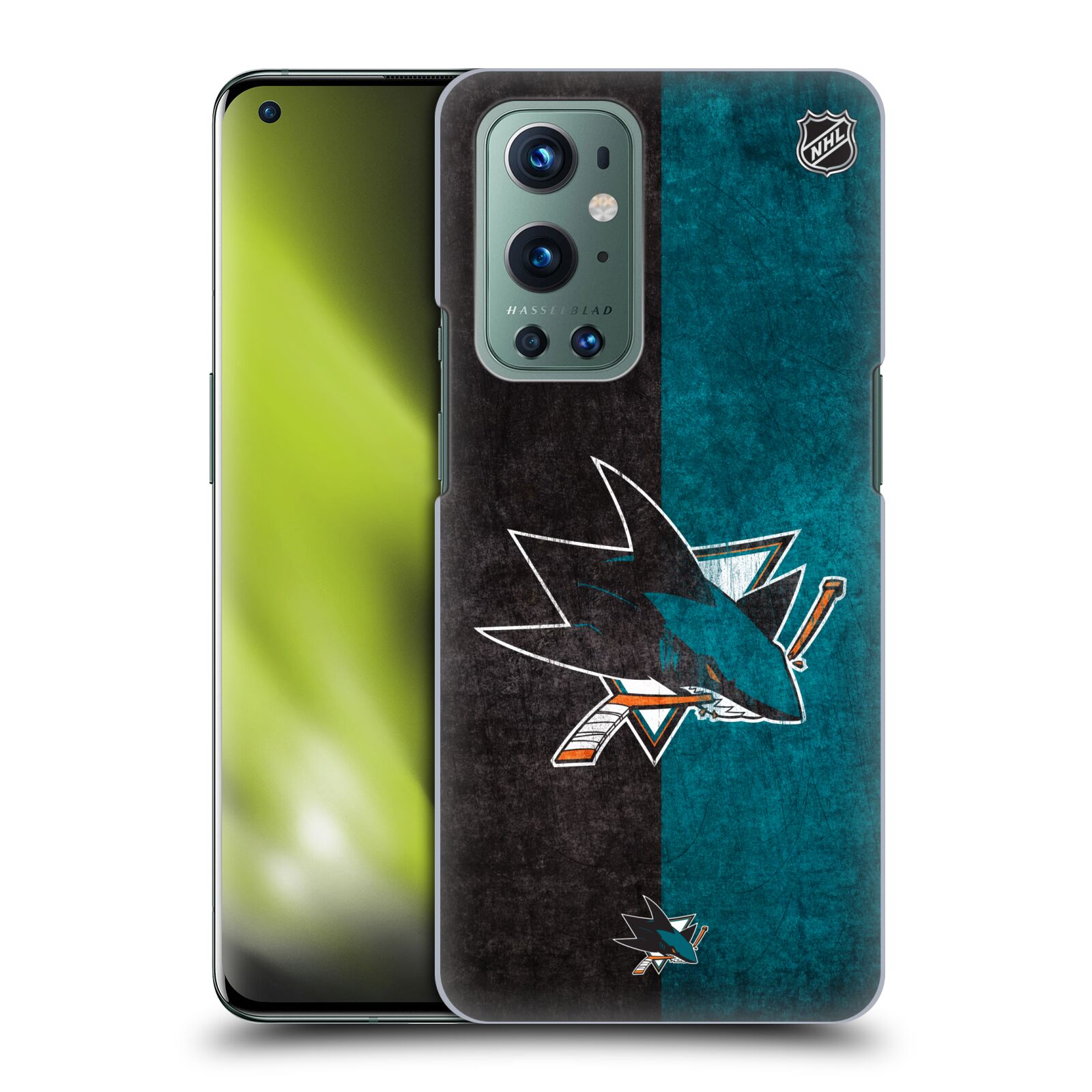 Pouzdro na mobil OnePlus 9 - HEAD CASE - Hokej NHL - San Jose Sharks - Znak dva pruhy