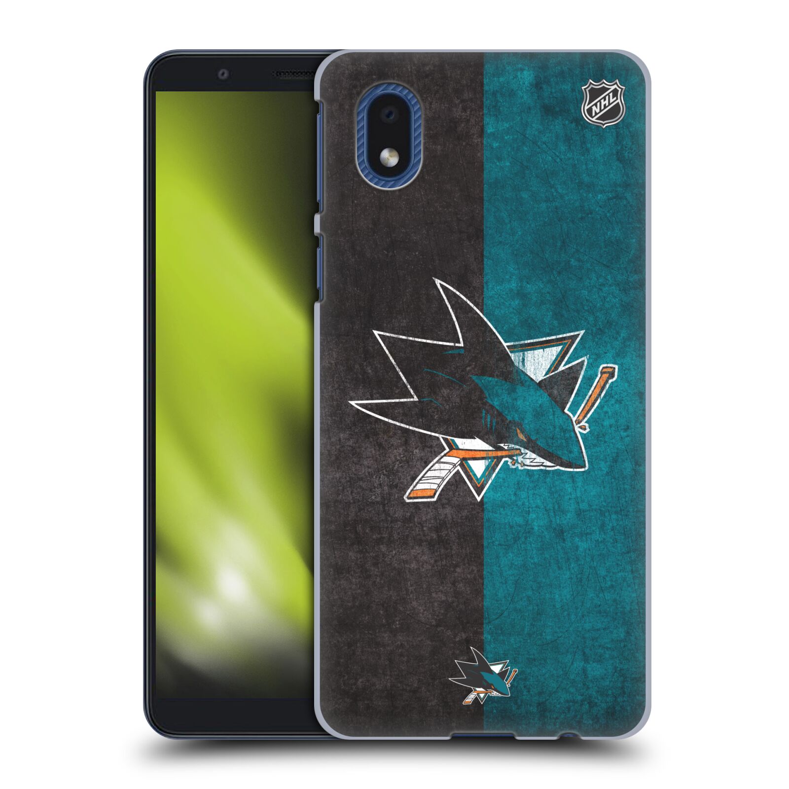 Pouzdro na mobil Samsung Galaxy A01 CORE - HEAD CASE - Hokej NHL - San Jose Sharks - Znak dva pruhy