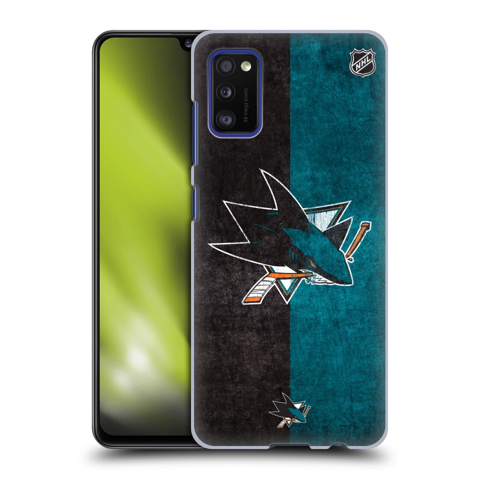 Pouzdro na mobil Samsung Galaxy A41 - HEAD CASE - Hokej NHL - San Jose Sharks - Znak dva pruhy