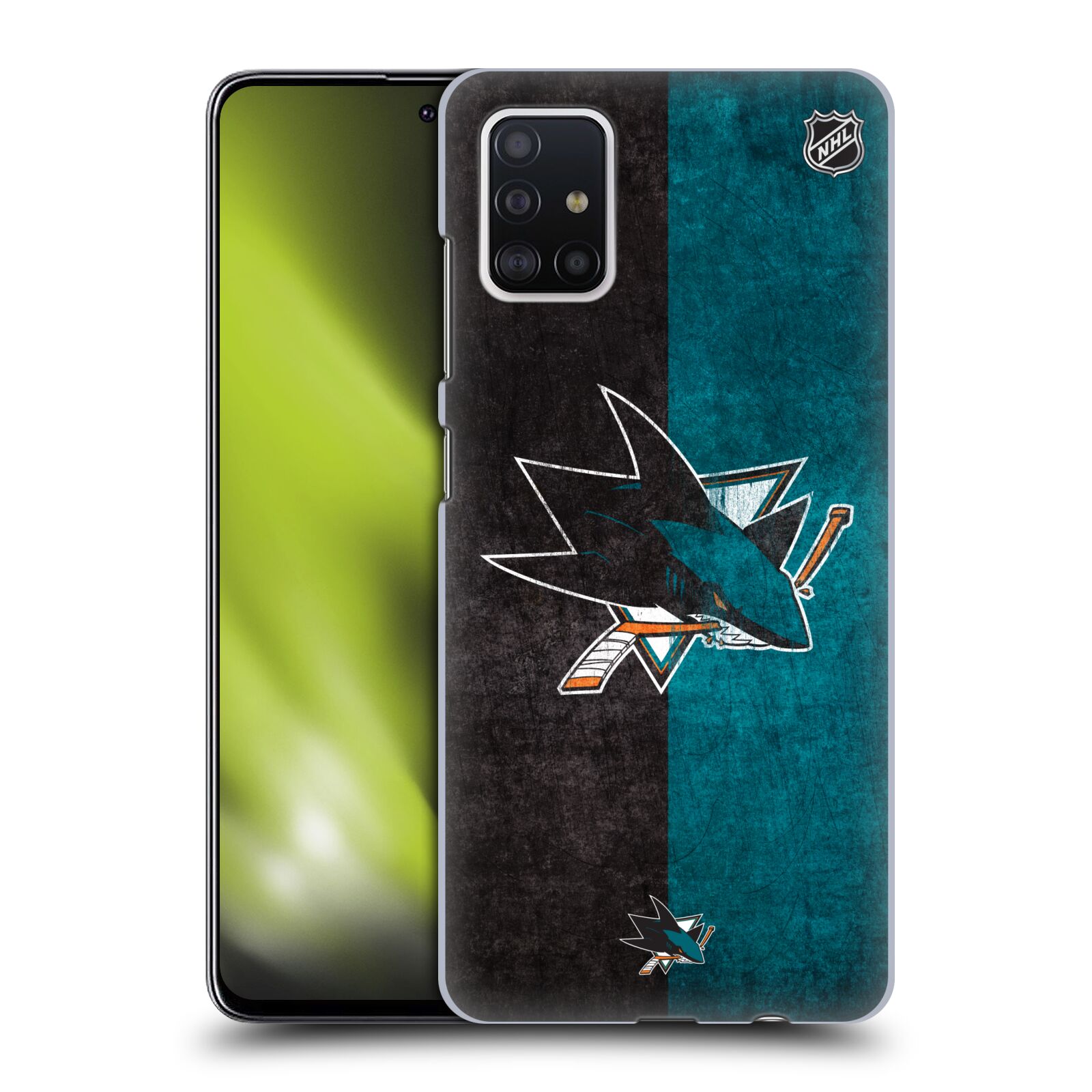 Pouzdro na mobil Samsung Galaxy A51 - HEAD CASE - Hokej NHL - San Jose Sharks - Znak dva pruhy