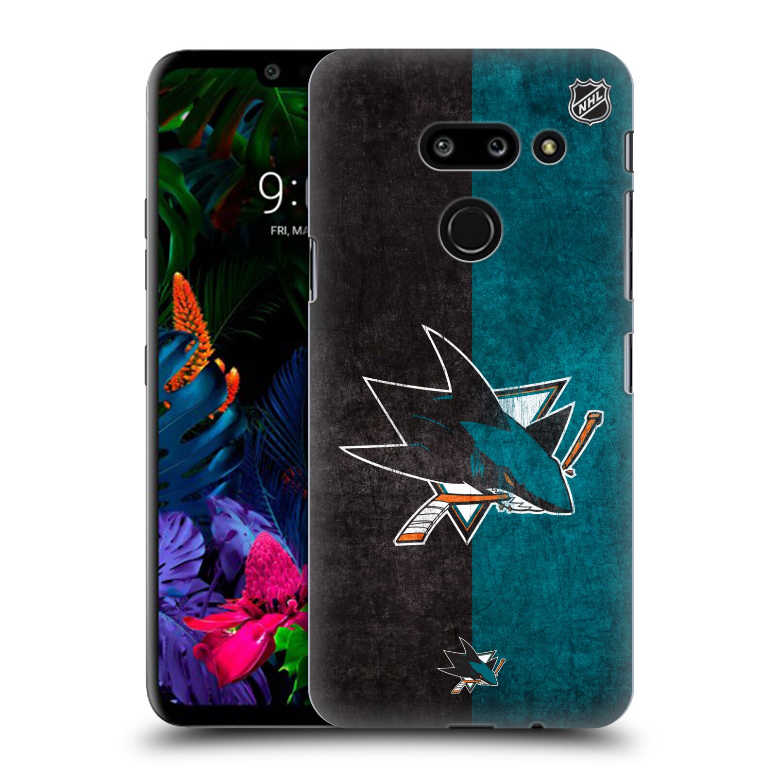 Pouzdro na mobil LG G8 ThinQ - HEAD CASE - Hokej NHL - San Jose Sharks - Znak dva pruhy