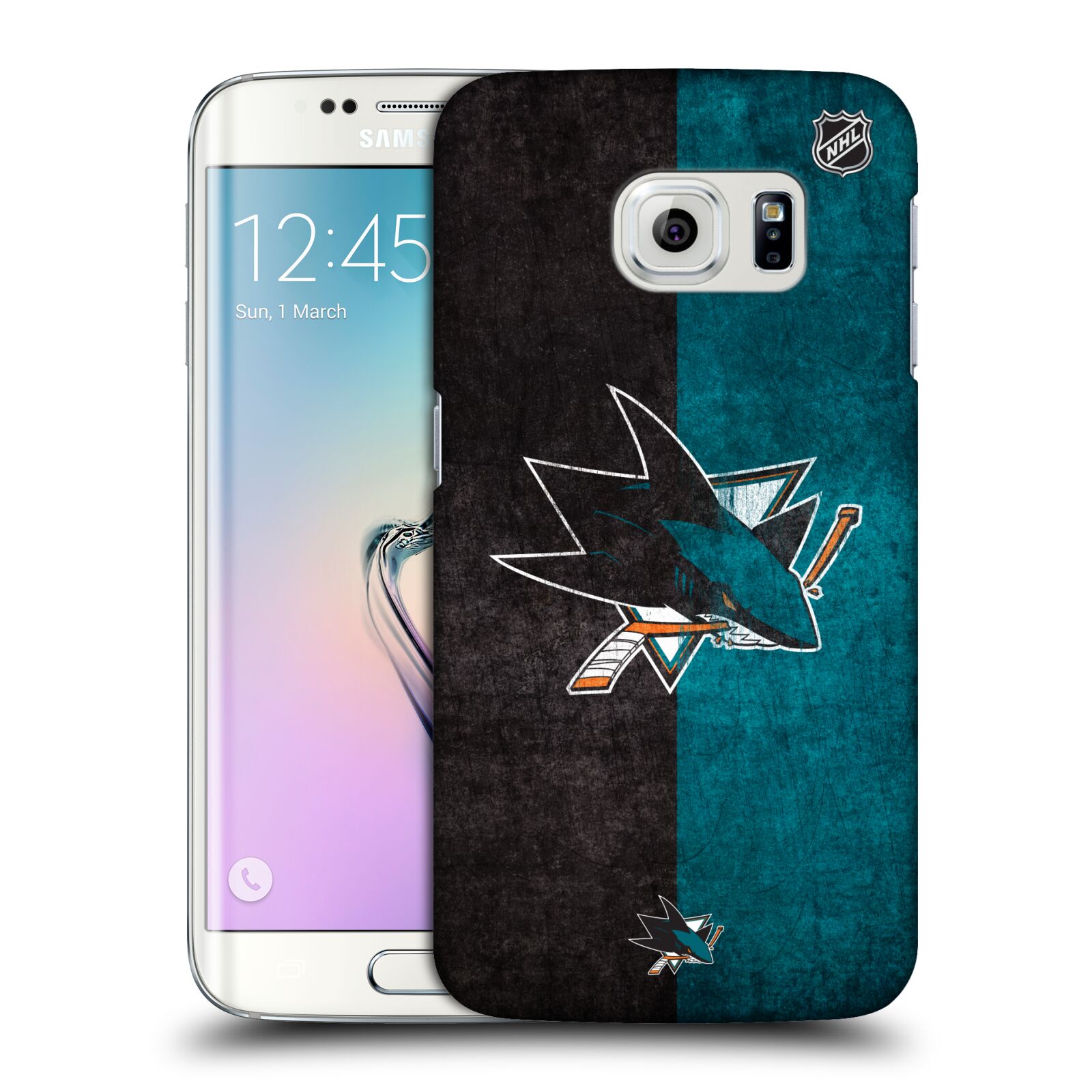 Pouzdro na mobil Samsung Galaxy S6 EDGE - HEAD CASE - Hokej NHL - San Jose Sharks - Znak dva pruhy