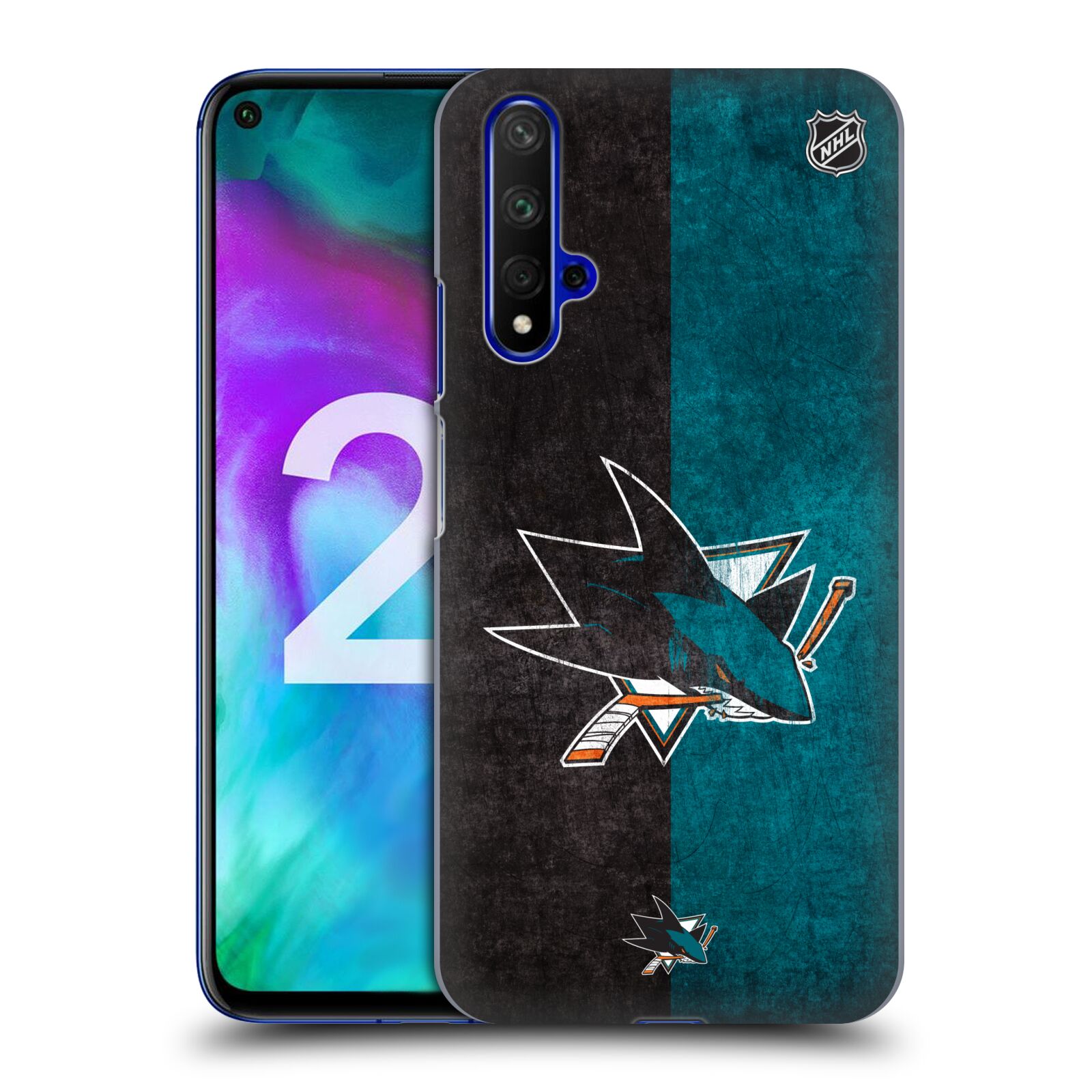 Pouzdro na mobil HONOR 20 - HEAD CASE - Hokej NHL - San Jose Sharks - Znak dva pruhy