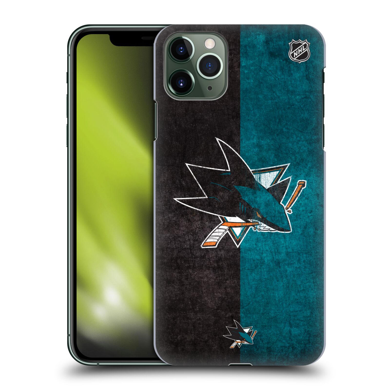 Pouzdro na mobil Apple Iphone 11 PRO MAX - HEAD CASE - Hokej NHL - San Jose Sharks - Znak dva pruhy