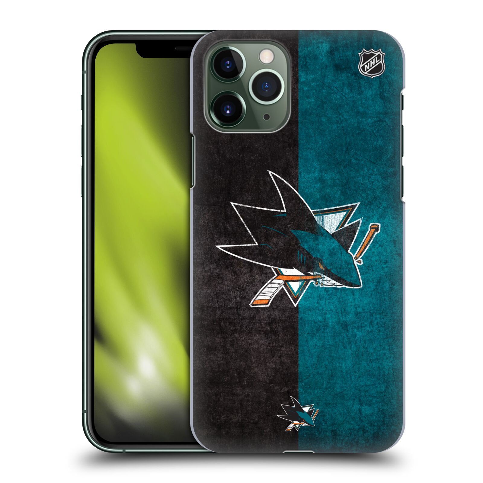 Pouzdro na mobil Apple Iphone 11 PRO - HEAD CASE - Hokej NHL - San Jose Sharks - Znak dva pruhy