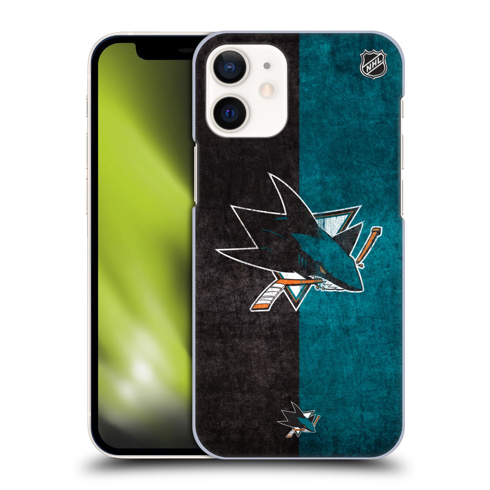 Pouzdro na mobil Apple Iphone 12 MINI - HEAD CASE - Hokej NHL - San Jose Sharks - Znak dva pruhy