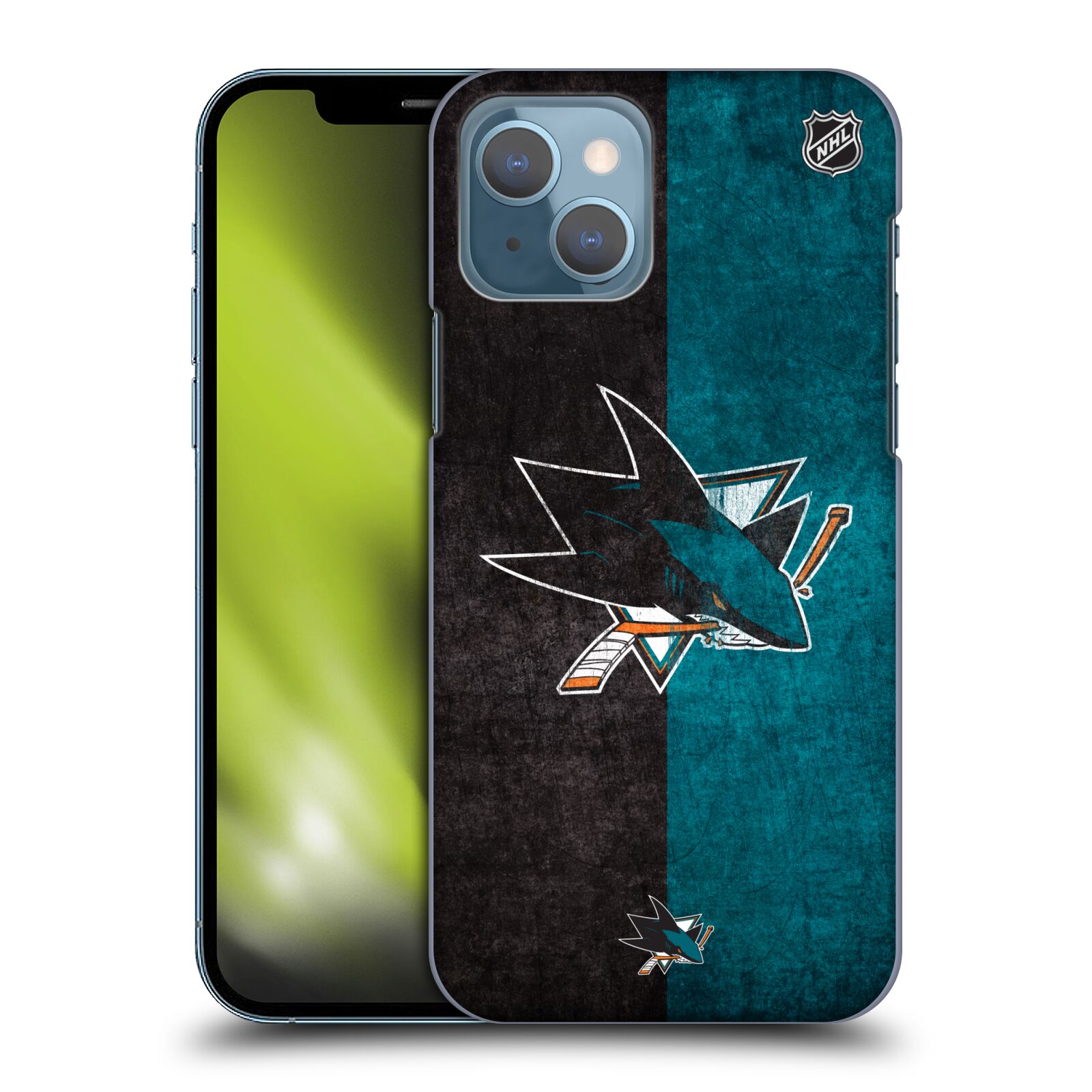 Pouzdro na mobil Apple Iphone 13 - HEAD CASE - Hokej NHL - San Jose Sharks - Znak dva pruhy