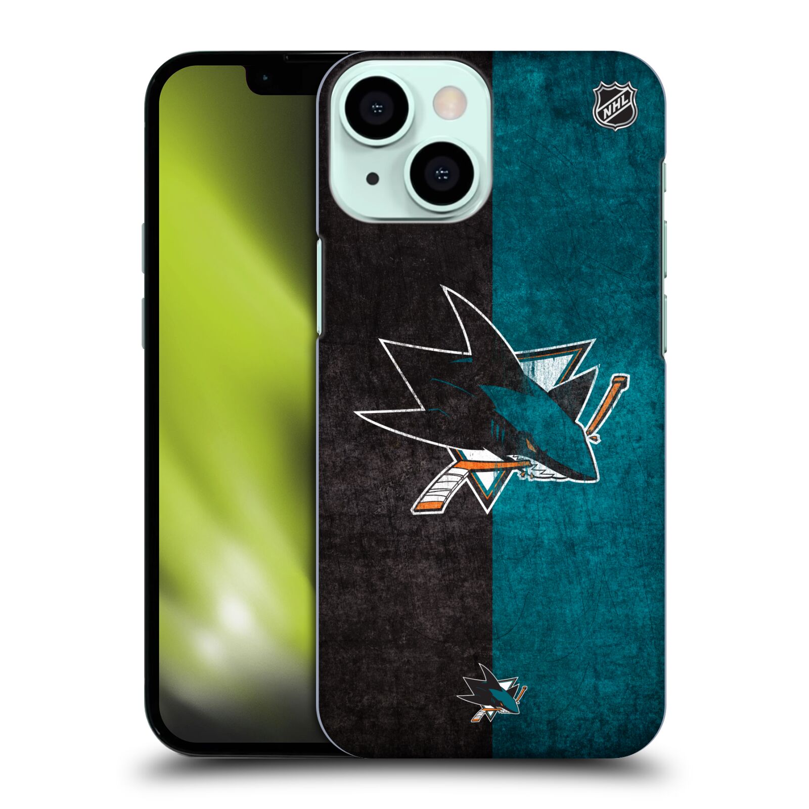 Pouzdro na mobil Apple Iphone 13 MINI - HEAD CASE - Hokej NHL - San Jose Sharks - Znak dva pruhy