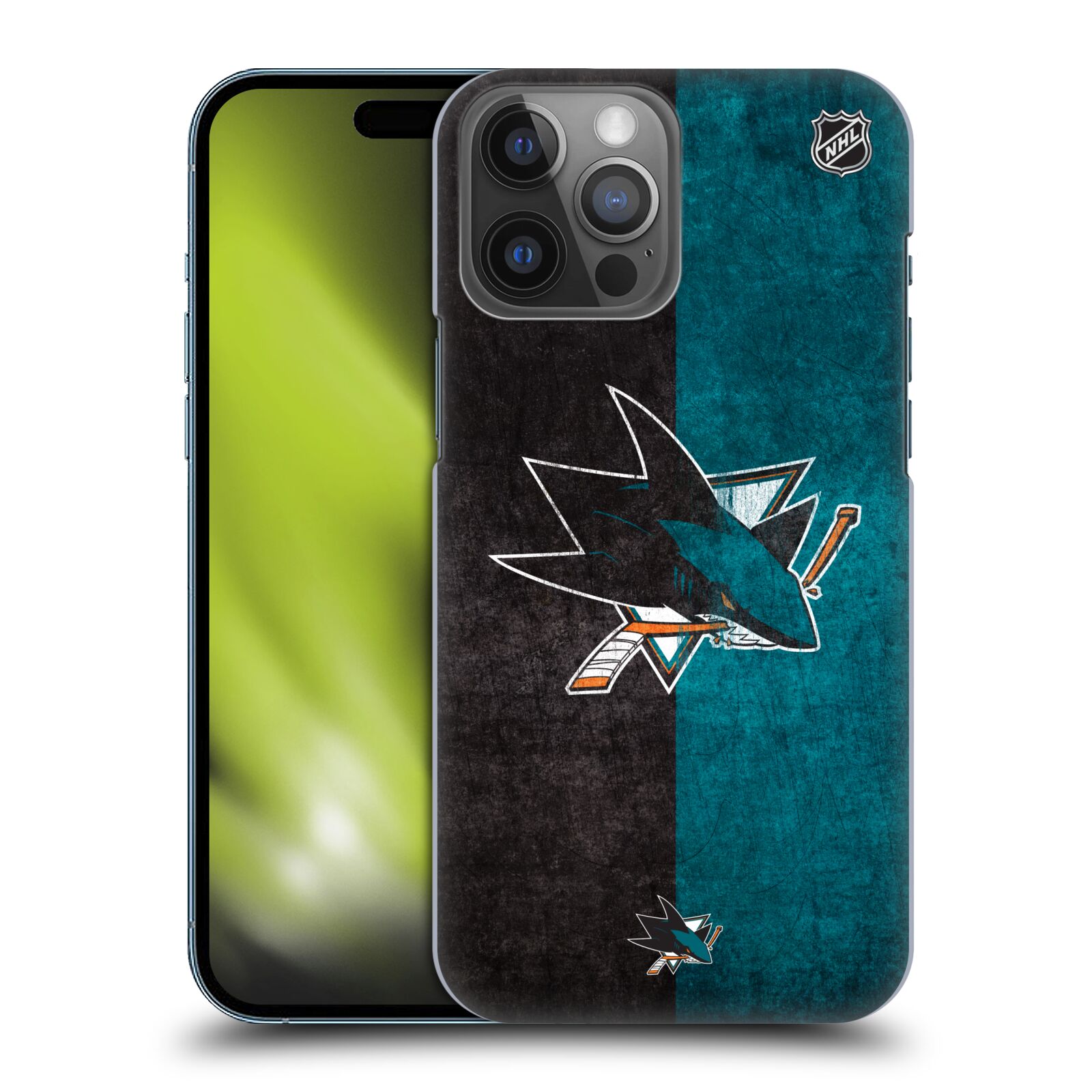 Pouzdro na mobil Apple Iphone 14 PRO MAX - HEAD CASE - Hokej NHL - San Jose Sharks - Znak dva pruhy