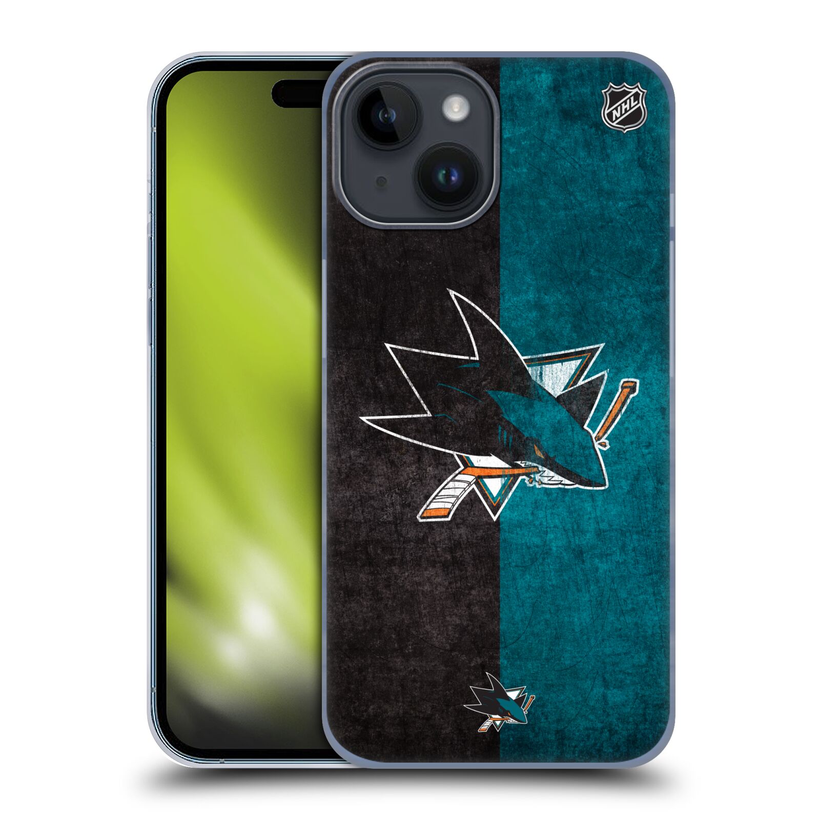 Plastový obal HEAD CASE na mobil Apple Iphone 15  Hokej NHL - San Jose Sharks - Znak dva pruhy