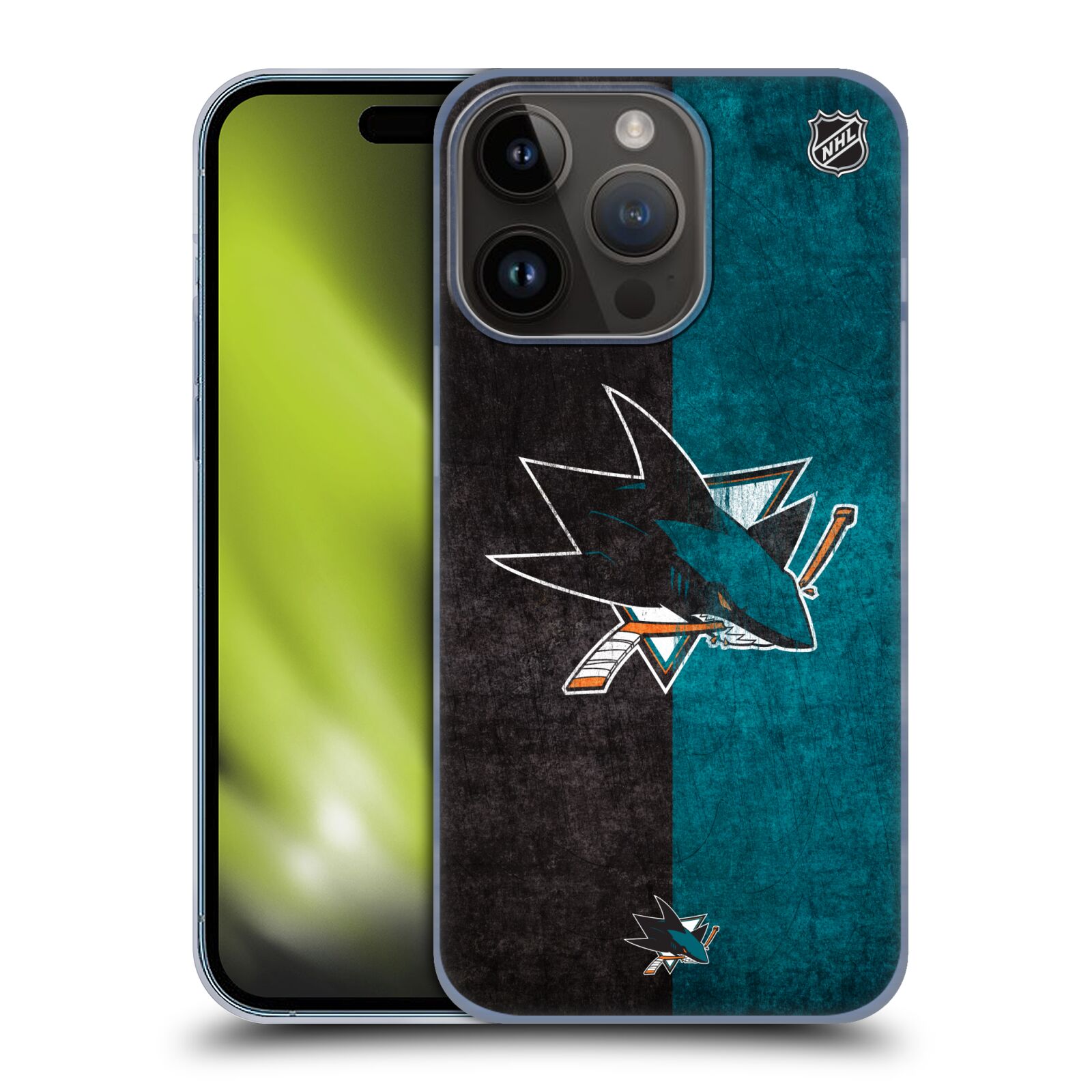 Plastový obal HEAD CASE na mobil Apple Iphone 15 Pro  Hokej NHL - San Jose Sharks - Znak dva pruhy
