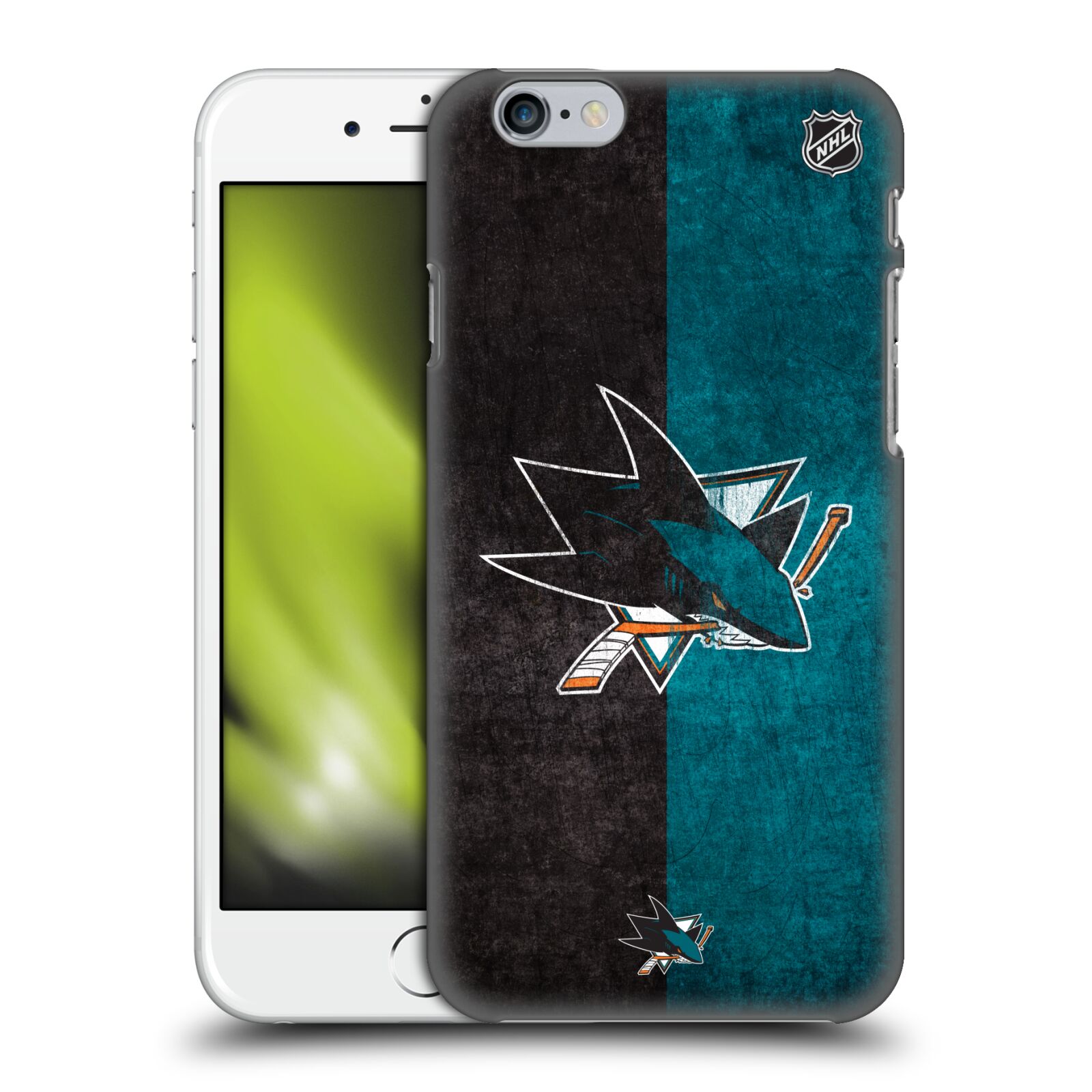 Pouzdro na mobil Apple Iphone 6/6S - HEAD CASE - Hokej NHL - San Jose Sharks - Znak dva pruhy