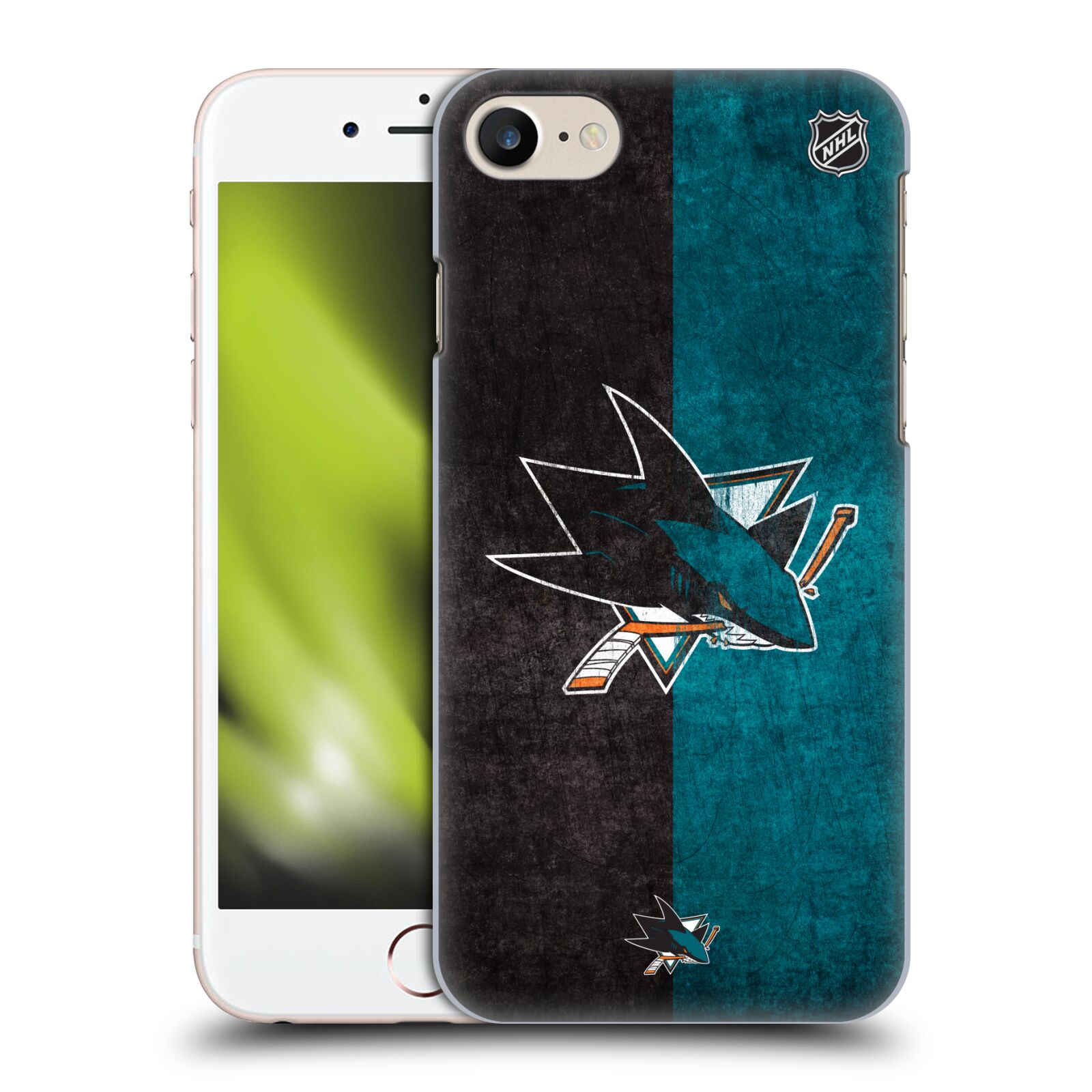 Pouzdro na mobil Apple Iphone 7/8 - HEAD CASE - Hokej NHL - San Jose Sharks - Znak dva pruhy