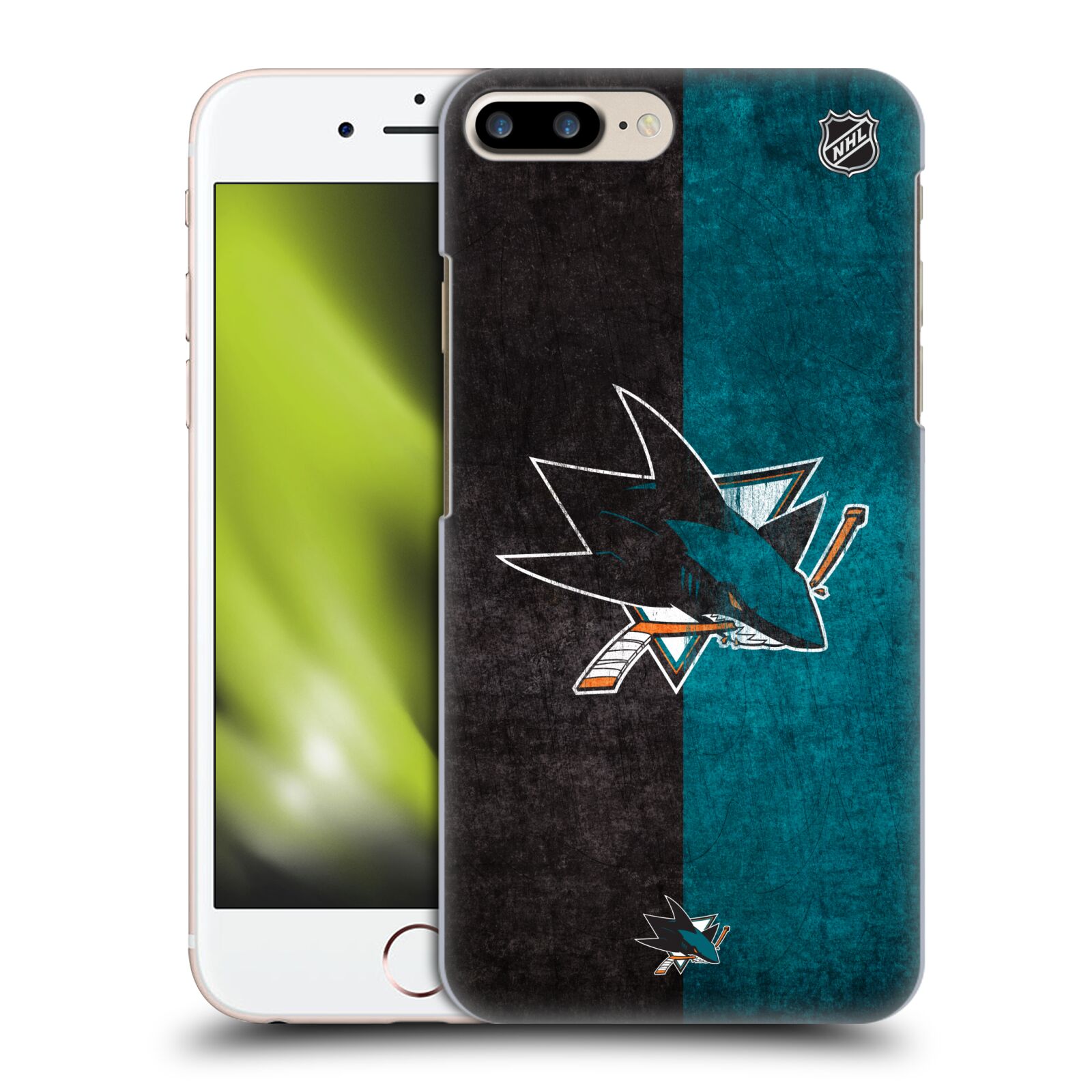 Pouzdro na mobil Apple Iphone 7/8 PLUS - HEAD CASE - Hokej NHL - San Jose Sharks - Znak dva pruhy