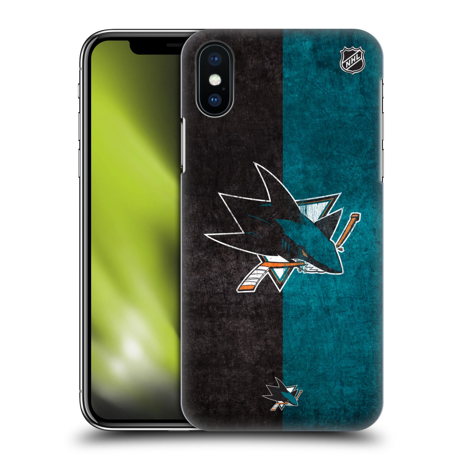 Pouzdro na mobil Apple Iphone X/XS - HEAD CASE - Hokej NHL - San Jose Sharks - Znak dva pruhy