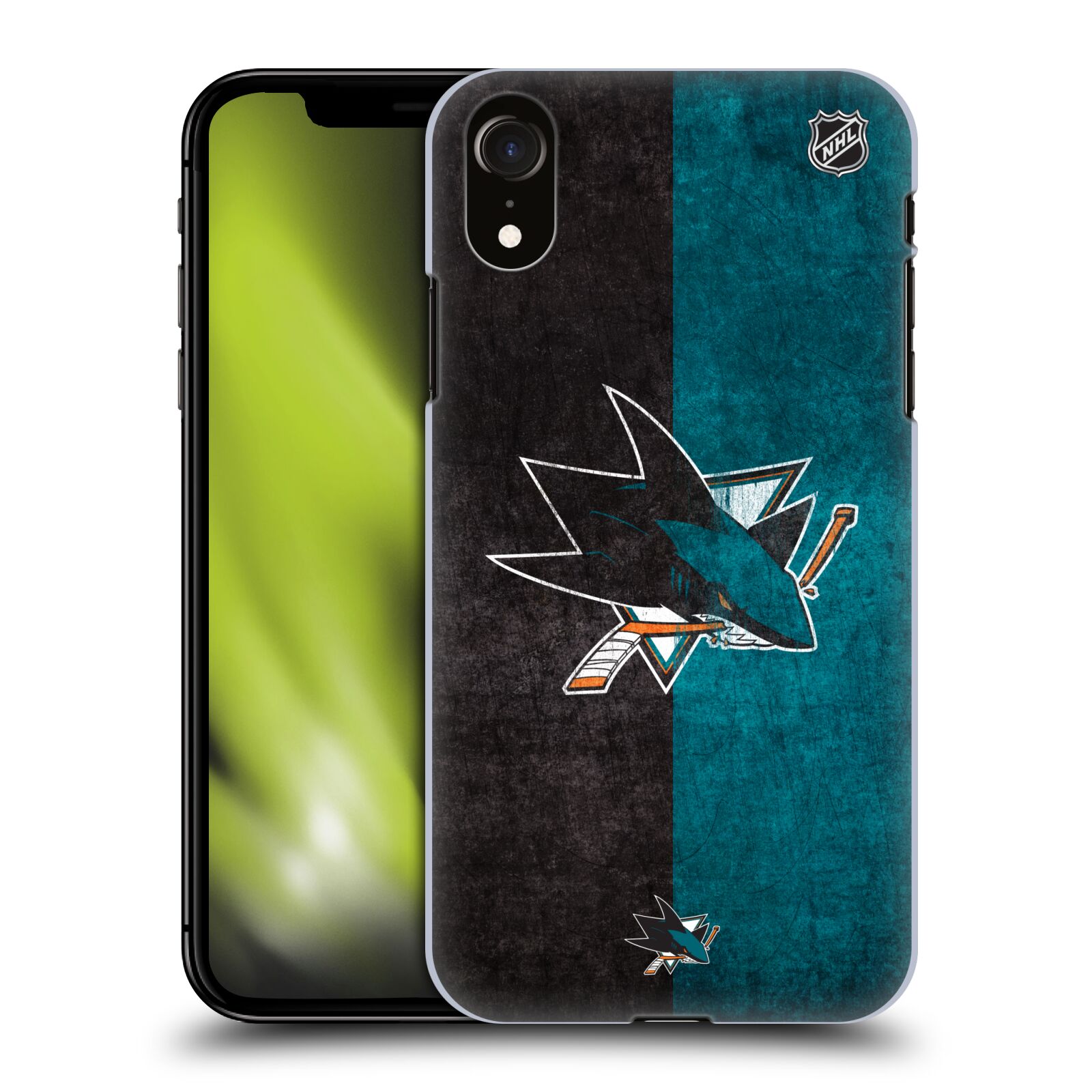 Pouzdro na mobil Apple Iphone XR - HEAD CASE - Hokej NHL - San Jose Sharks - Znak dva pruhy