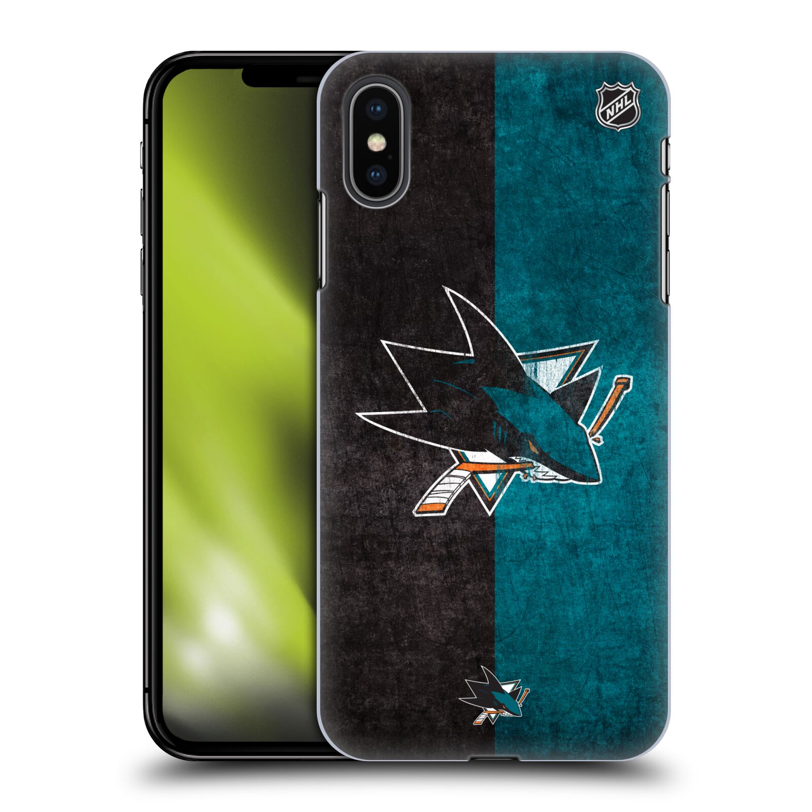 Pouzdro na mobil Apple Iphone XS MAX - HEAD CASE - Hokej NHL - San Jose Sharks - Znak dva pruhy