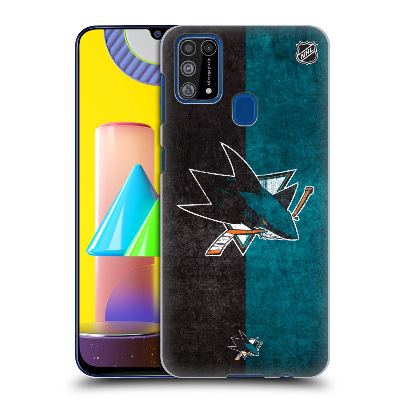 Pouzdro na mobil Samsung Galaxy M31 - HEAD CASE - Hokej NHL - San Jose Sharks - Znak dva pruhy