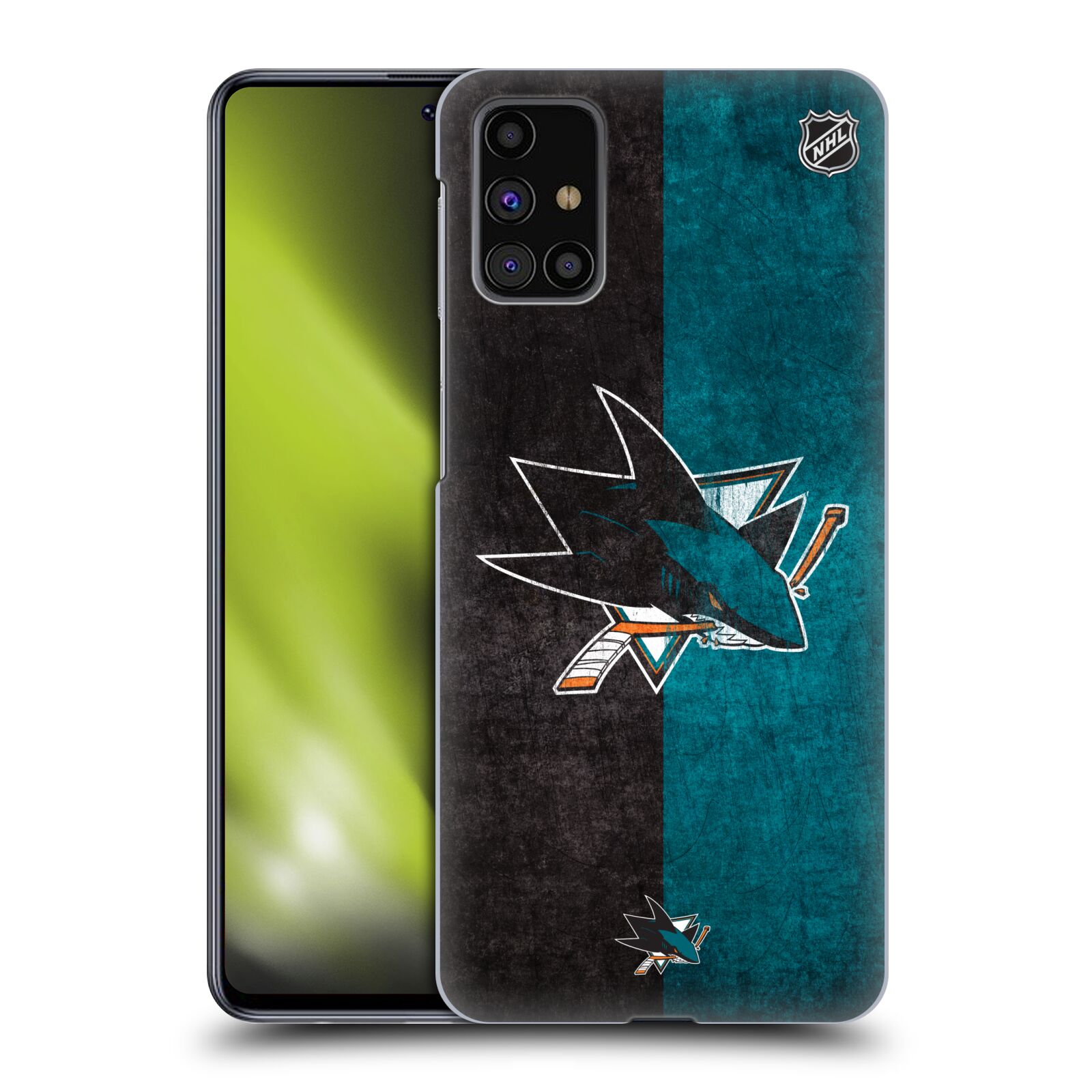 Pouzdro na mobil Samsung Galaxy M31s - HEAD CASE - Hokej NHL - San Jose Sharks - Znak dva pruhy