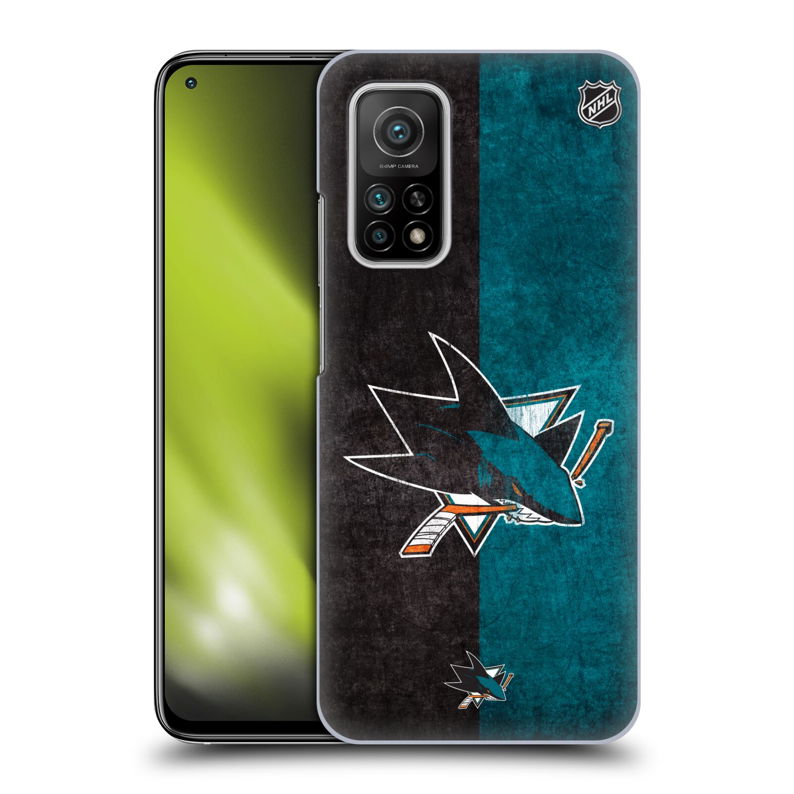 Pouzdro na mobil Xiaomi  Mi 10T / Mi 10T PRO - HEAD CASE - Hokej NHL - San Jose Sharks - Znak dva pruhy
