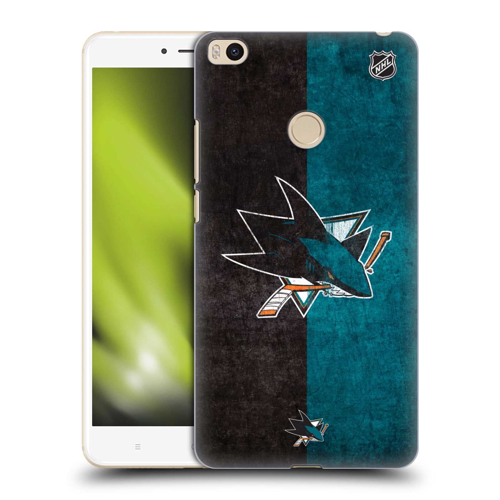 Pouzdro na mobil Xiaomi Mi Max 2 - HEAD CASE - Hokej NHL - San Jose Sharks - Znak dva pruhy