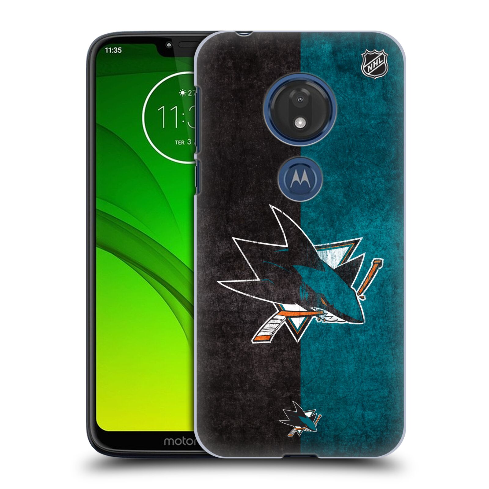 Pouzdro na mobil Motorola Moto G7 Play - HEAD CASE - Hokej NHL - San Jose Sharks - Znak dva pruhy