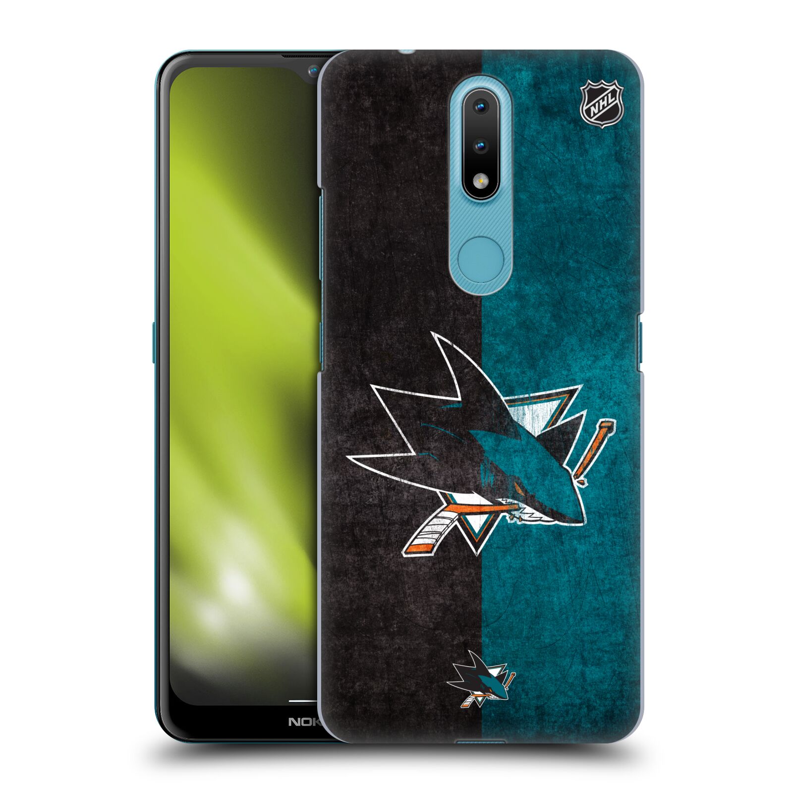Pouzdro na mobil Nokia 2.4 - HEAD CASE - Hokej NHL - San Jose Sharks - Znak dva pruhy