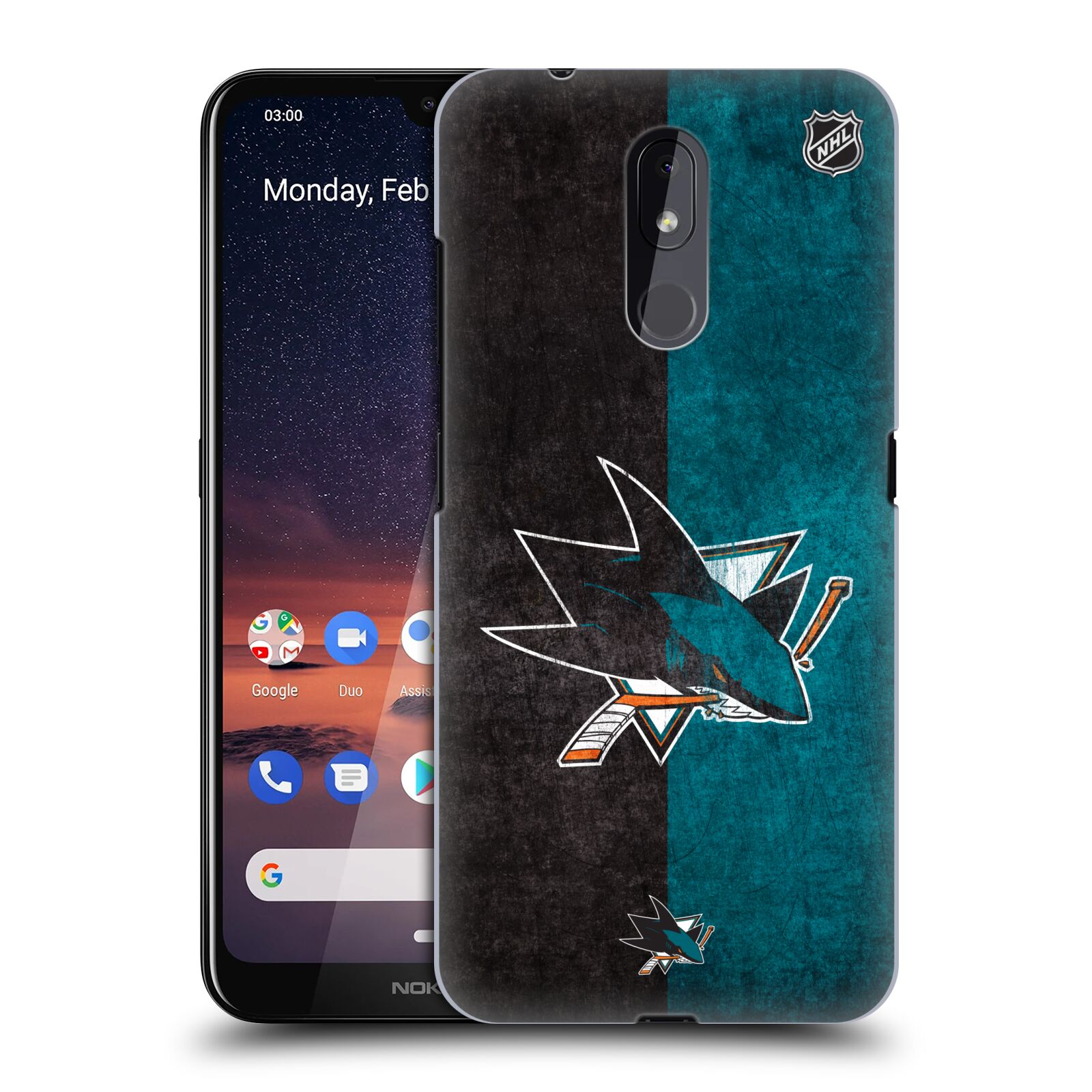 Pouzdro na mobil Nokia 3.2 - HEAD CASE - Hokej NHL - San Jose Sharks - Znak dva pruhy