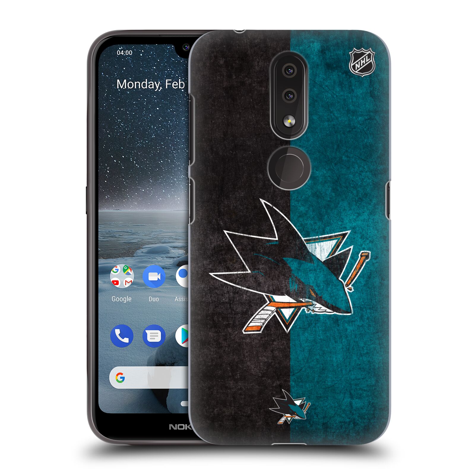 Pouzdro na mobil Nokia 4.2 - HEAD CASE - Hokej NHL - San Jose Sharks - Znak dva pruhy