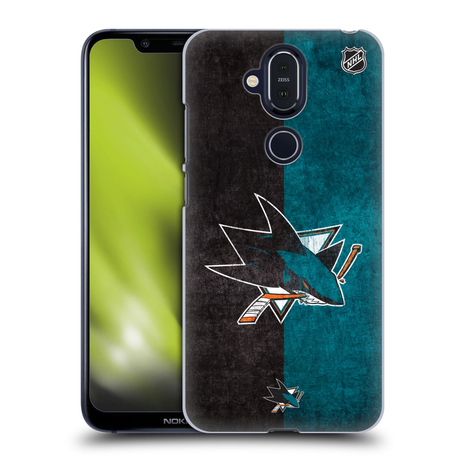 Pouzdro na mobil NOKIA 8.1 - HEAD CASE - Hokej NHL - San Jose Sharks - Znak dva pruhy