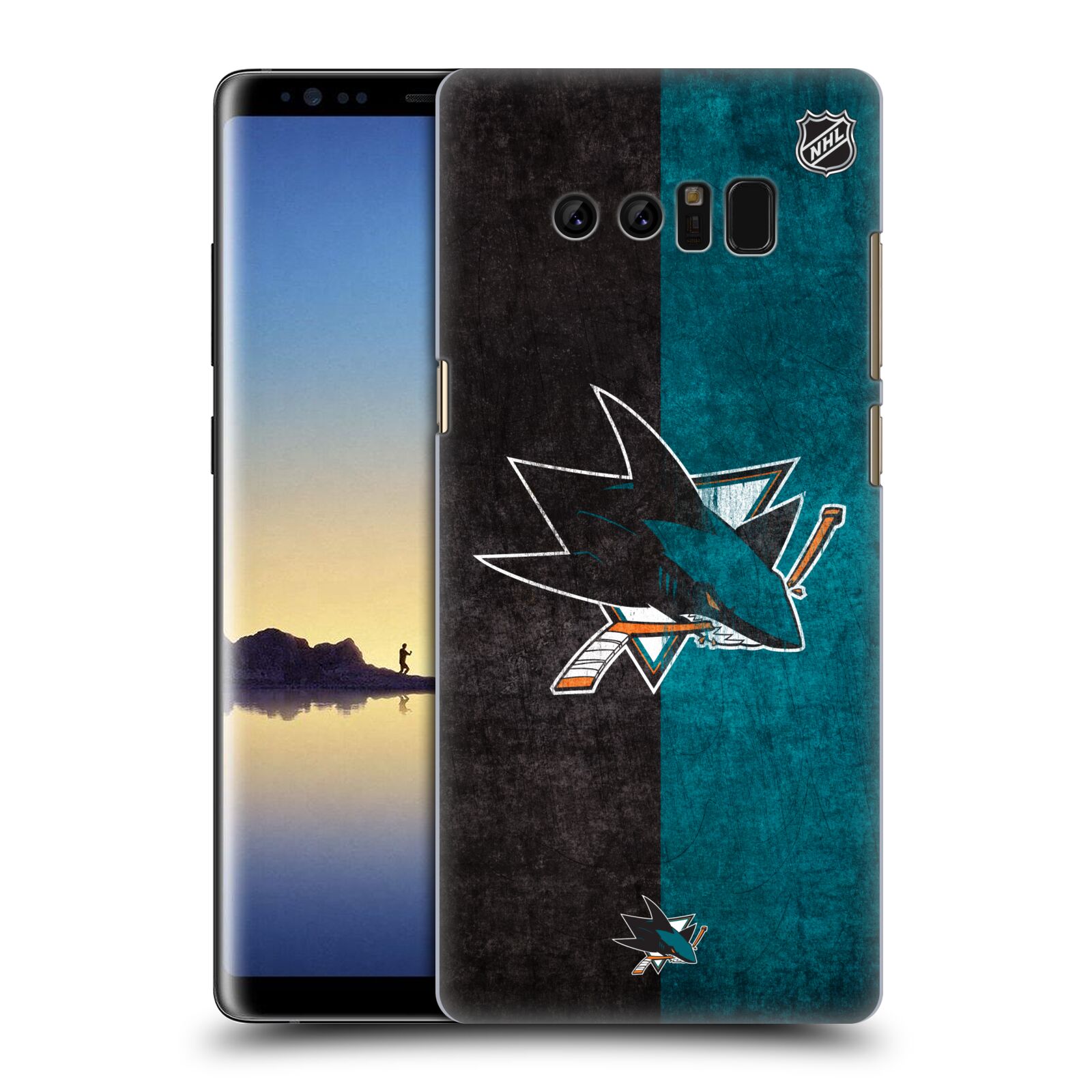 Pouzdro na mobil Samsung Galaxy Note 8 - HEAD CASE - Hokej NHL - San Jose Sharks - Znak dva pruhy