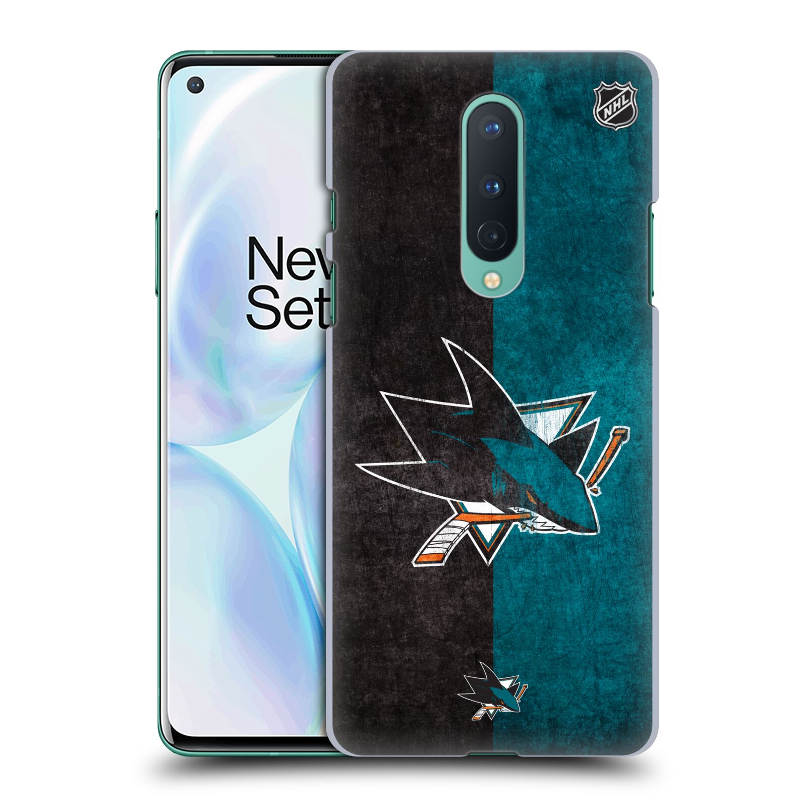 Pouzdro na mobil OnePlus 8 5G - HEAD CASE - Hokej NHL - San Jose Sharks - Znak dva pruhy